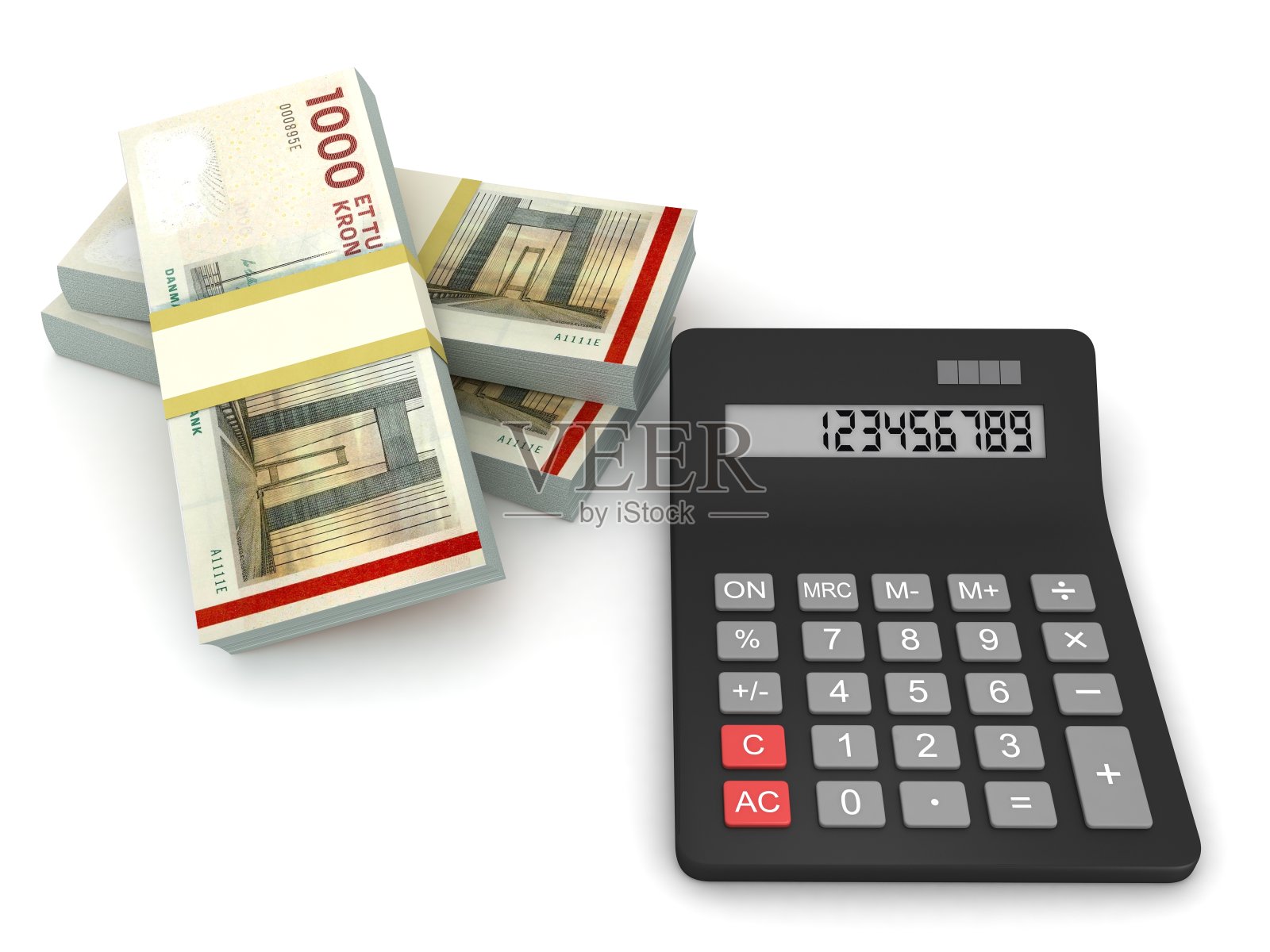 丹麦克朗货币金融贷款计算器照片摄影图片