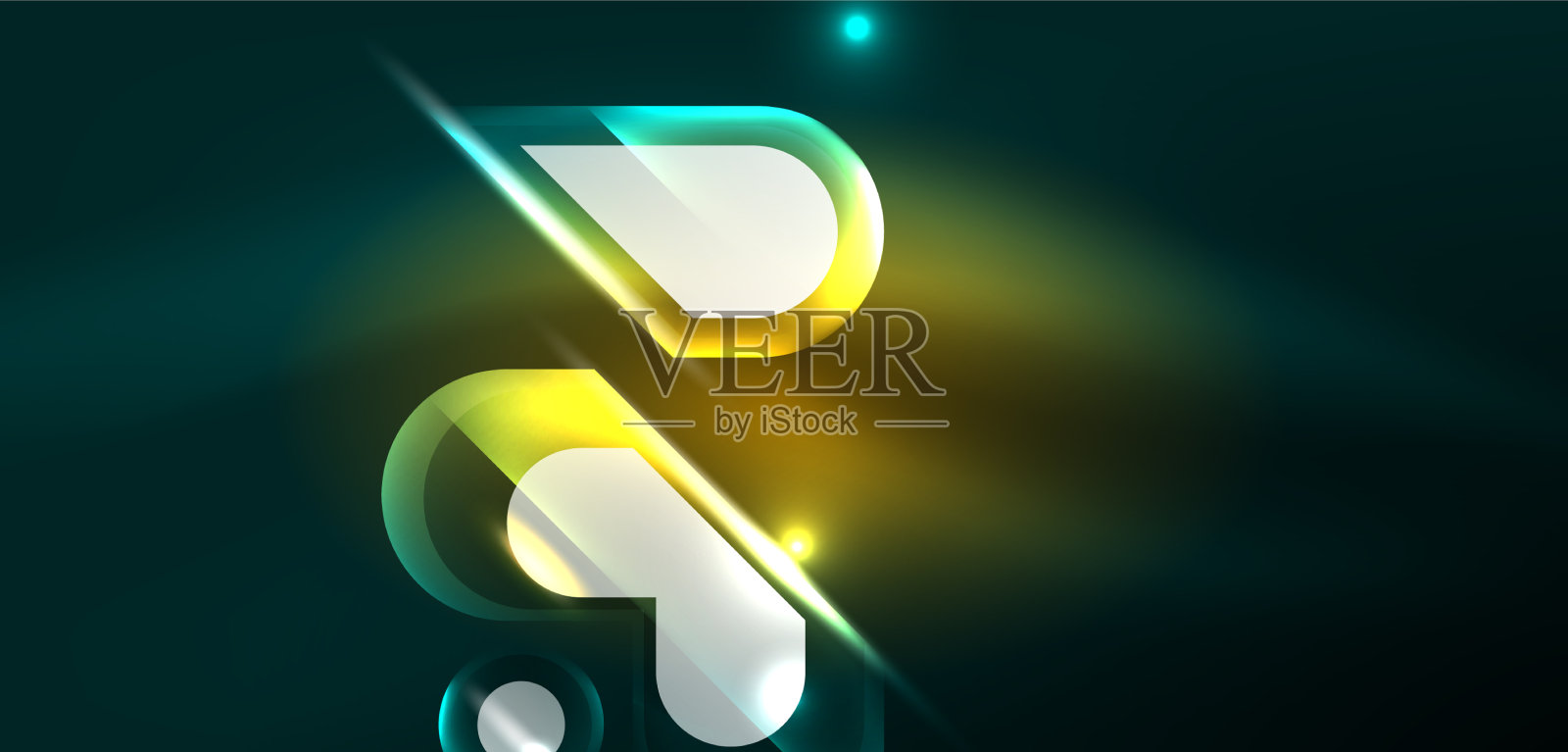 霓虹发光的几何形状抽象插画图片素材