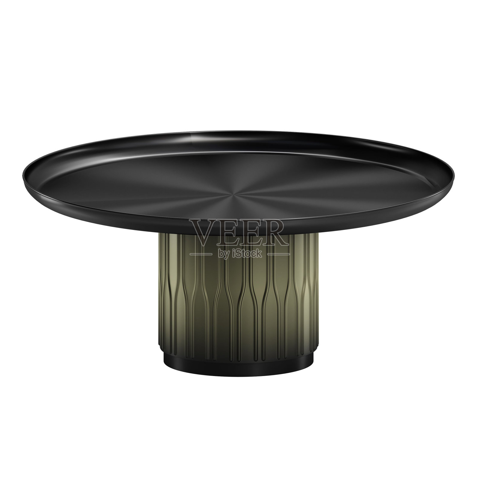 一个三维渲染的艺术现代托盘状的桌子孤立在白色照片摄影图片