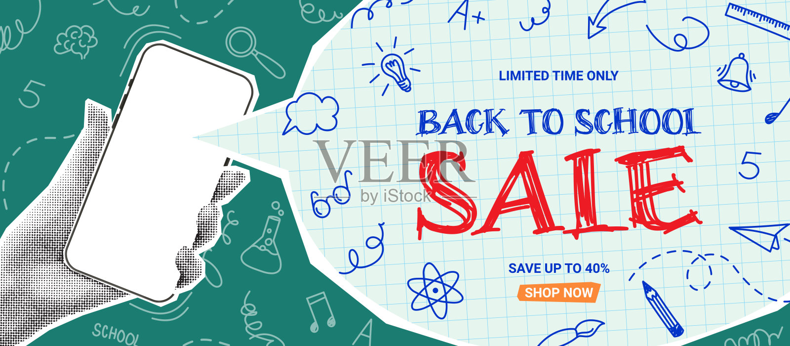 返校销售折扣背景插画图片素材