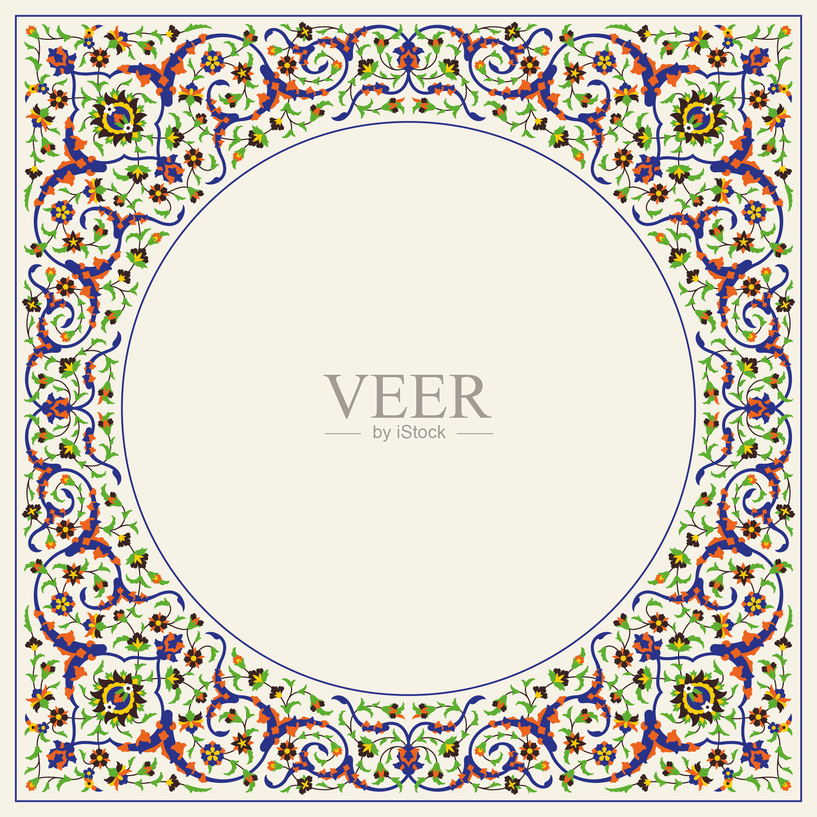 阿拉伯花框架为您的设计。传统伊斯兰设计。插画图片素材