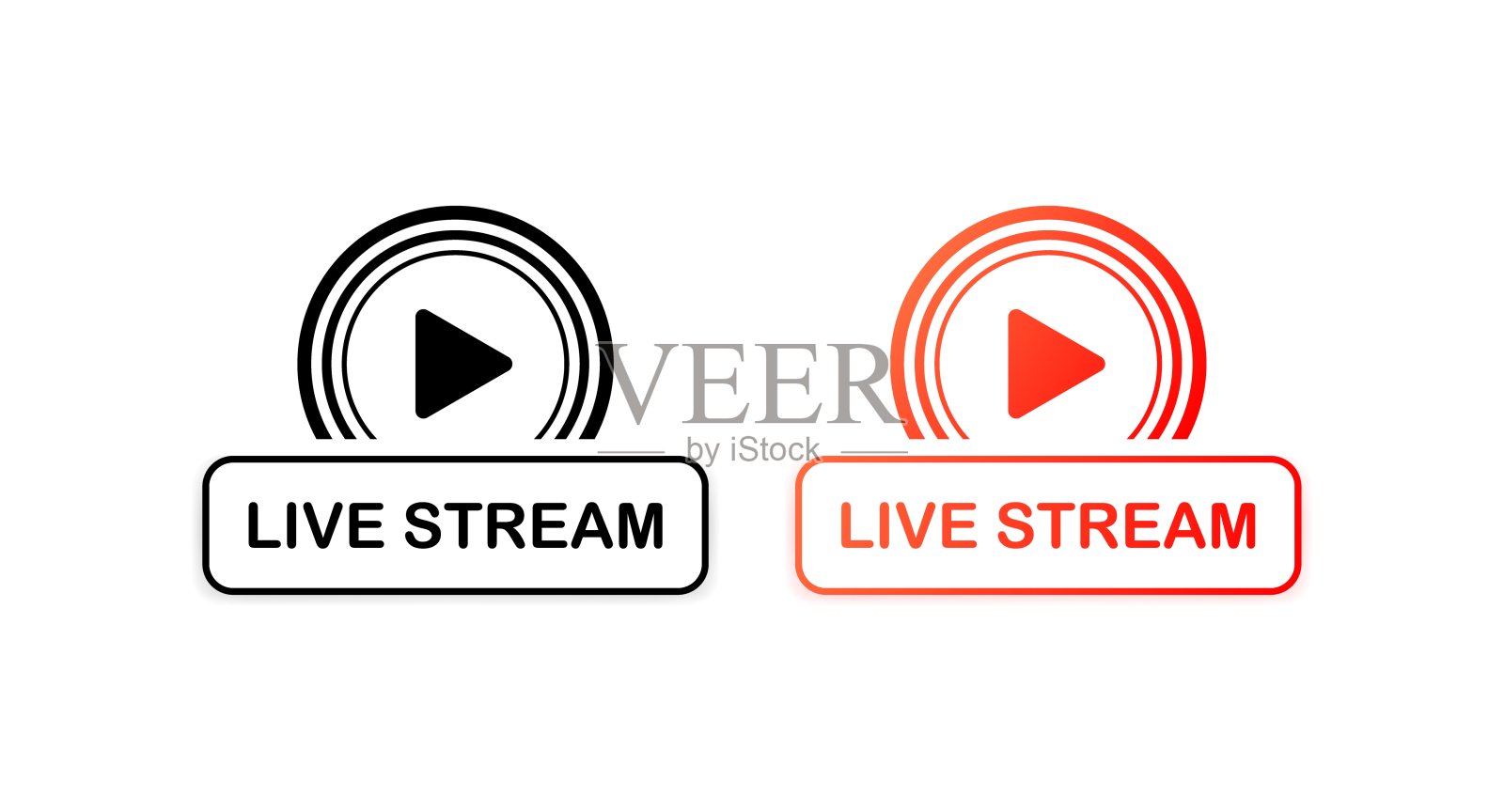 生活流。不同风格，颜色，直播图标，观看直播。矢量图标。插画图片素材