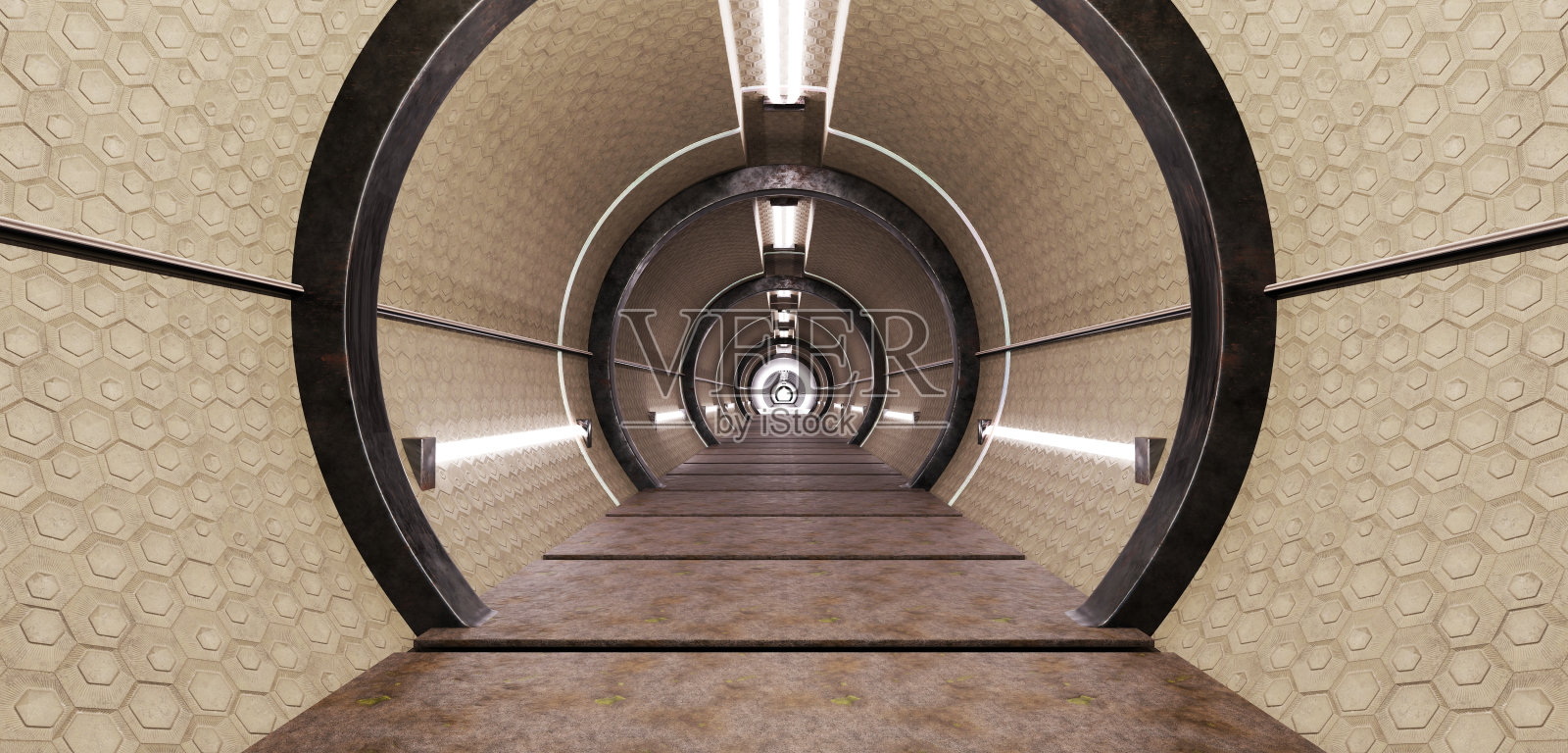 房间科幻霓虹灯激光超级高铁管道技术现代霓虹灯表演灯光场景隧道飞船空隧道科幻3D插图照片摄影图片