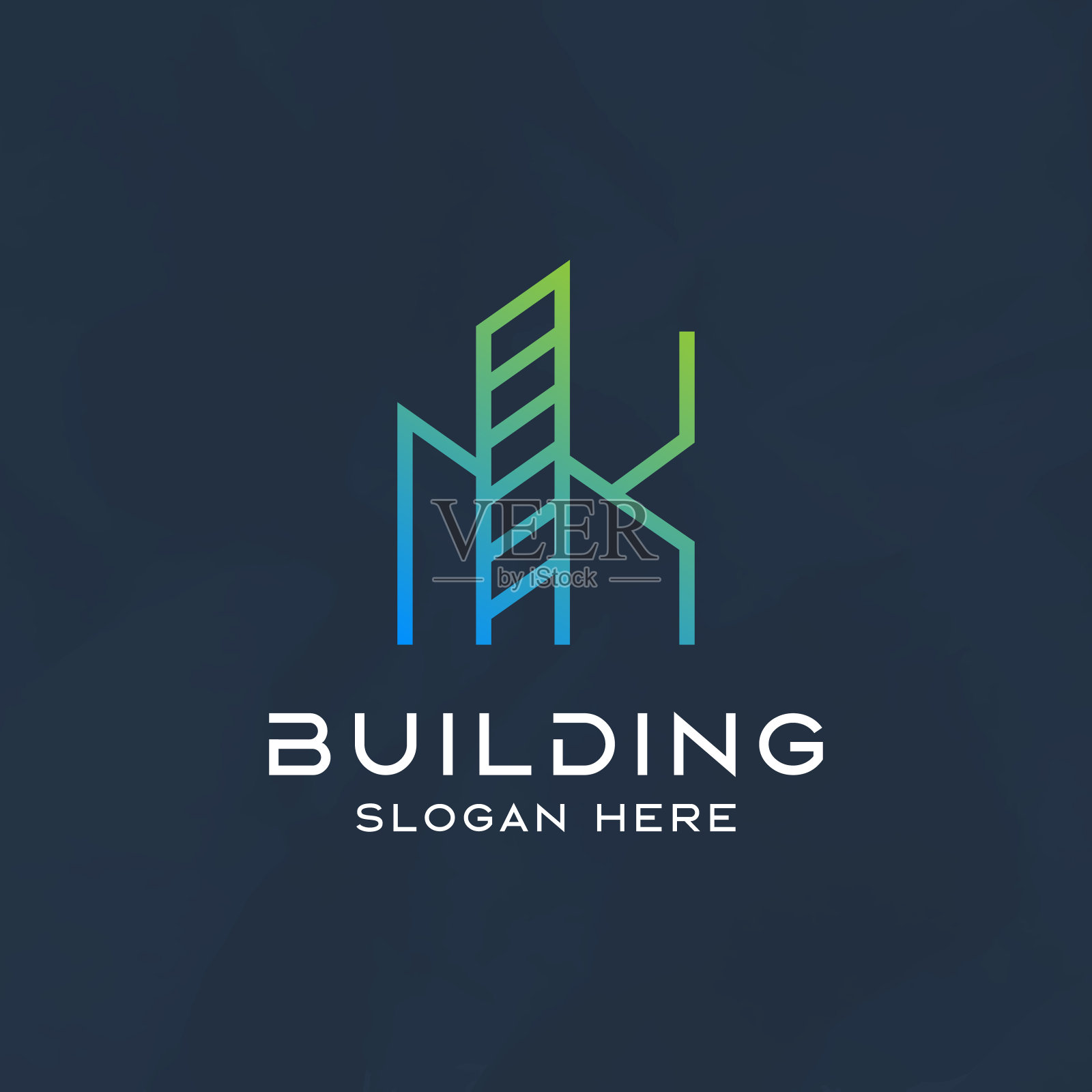 字母K首字母与现代建筑元素标志设计模板插画图片素材