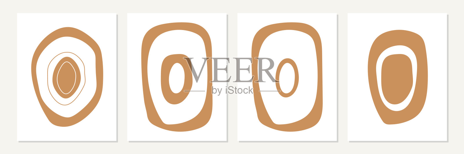 极简几何海报设计。中世纪现代包豪斯风格的灵感艺术作品。矢量抽象艺术集与圆圈在金色的黄色和白色。插画图片素材