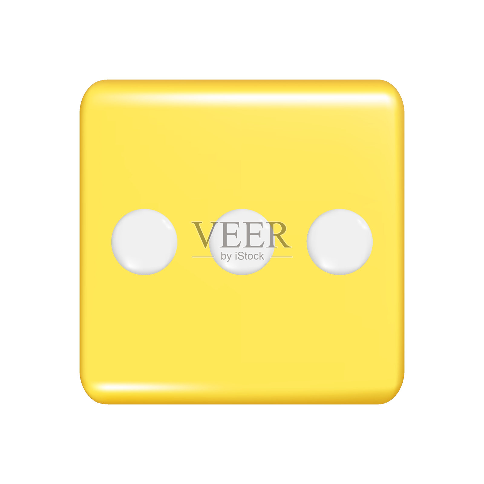 现实的3d黄色方形框架与白点，方形按钮图标，文字评论。装饰3d元素，网页图标符号。抽象矢量插图孤立在一个白色的背景插画图片素材