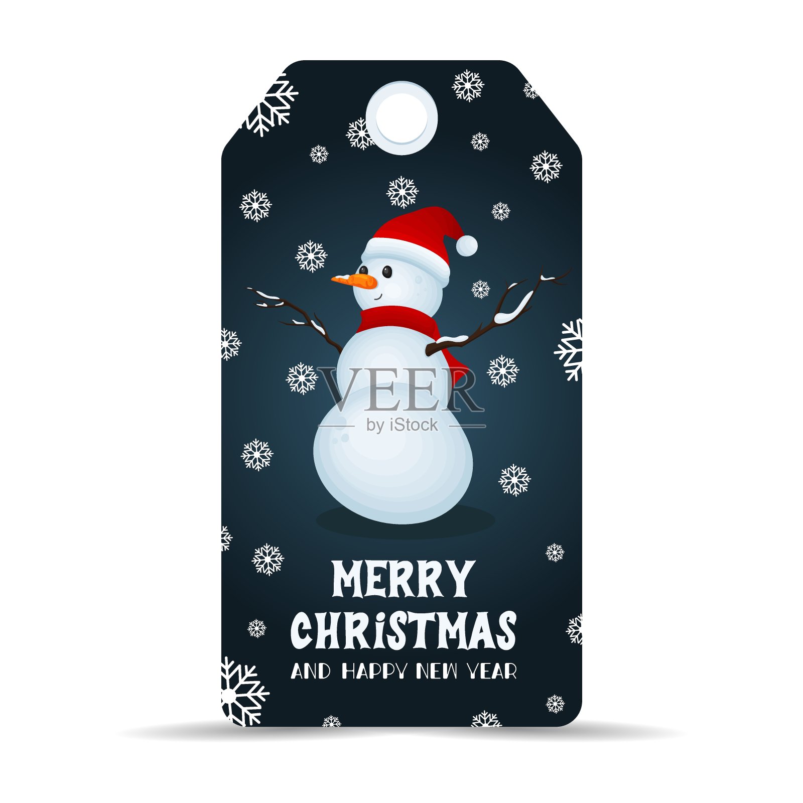 雪人图案的圣诞标签。促销和礼品卡载体插画图片素材