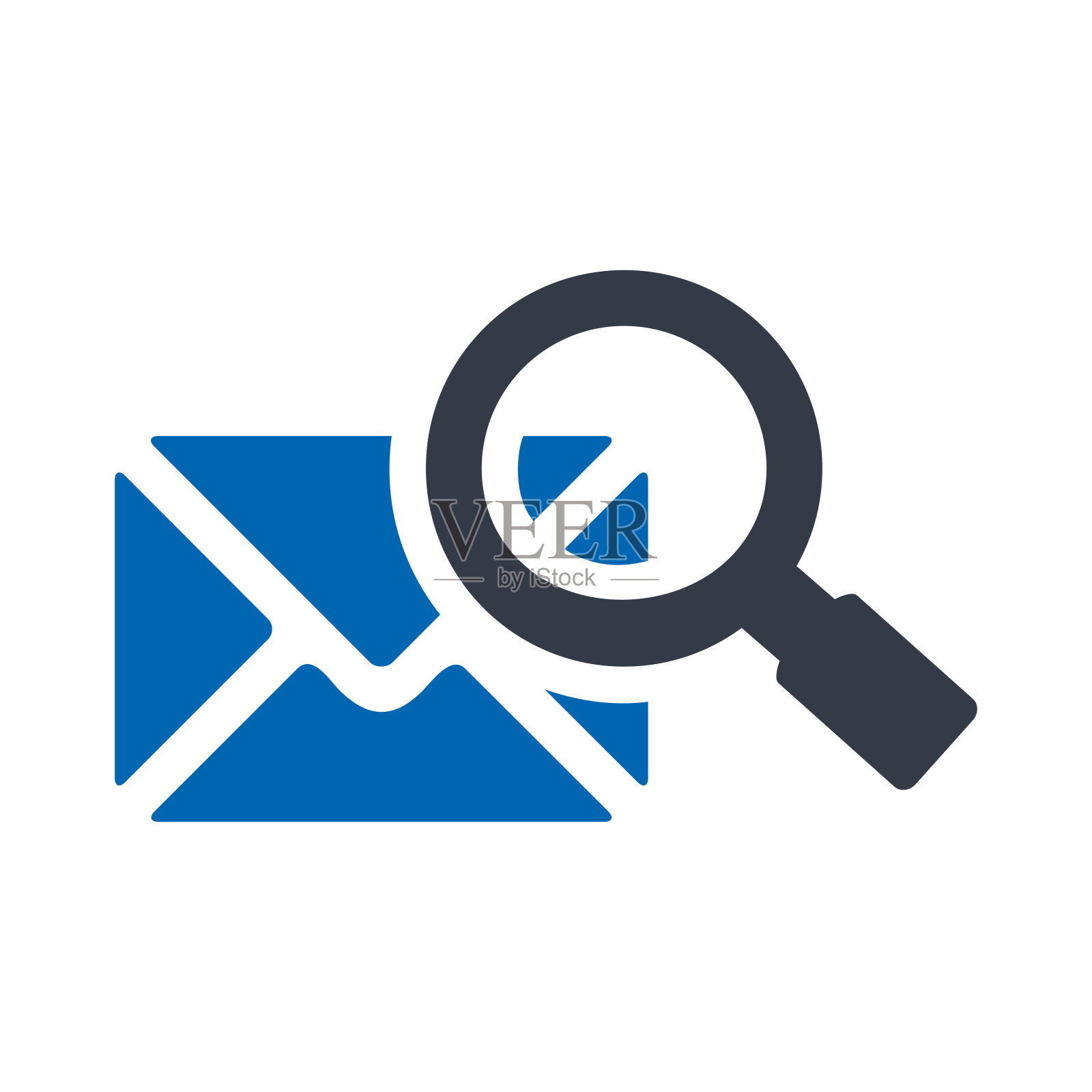 电子邮件地址查找器平面蓝色图标隔离在白色背景矢量插图| Seo图标插画图片素材