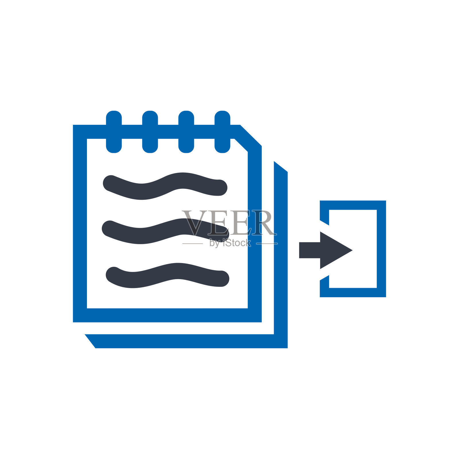 重复内容平面蓝色图标隔离在白色背景矢量插图| Seo图标插画图片素材