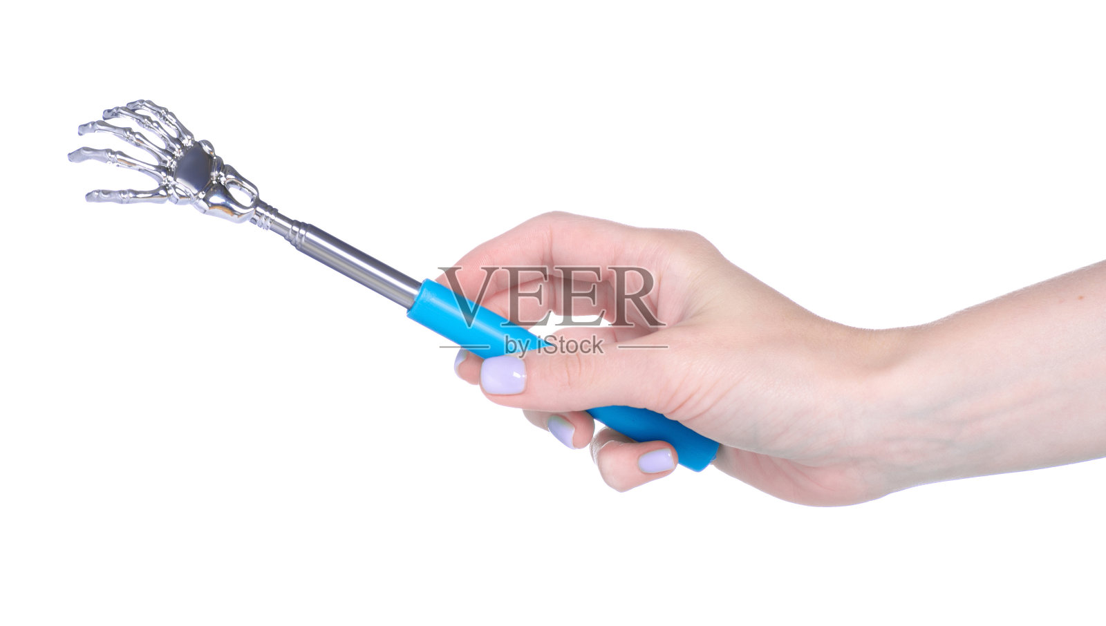 手里拿着金属抓背器照片摄影图片