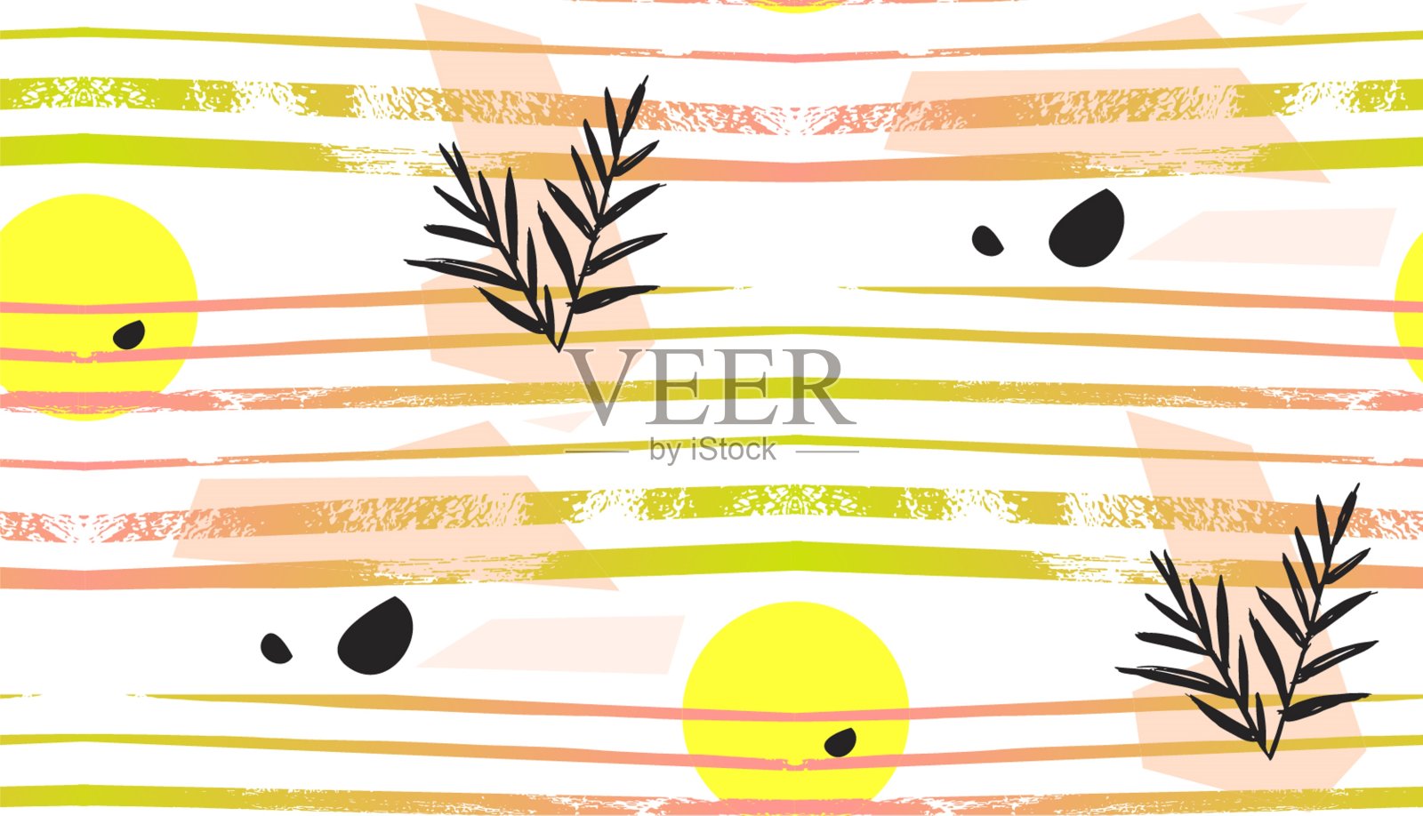 多色条纹图案与水平刷线在明亮的粉红色和绿色。质感适用于网页、印花、壁纸、家居装饰、春夏时尚面料、纺织品、请柬背景、礼品纸等插画图片素材