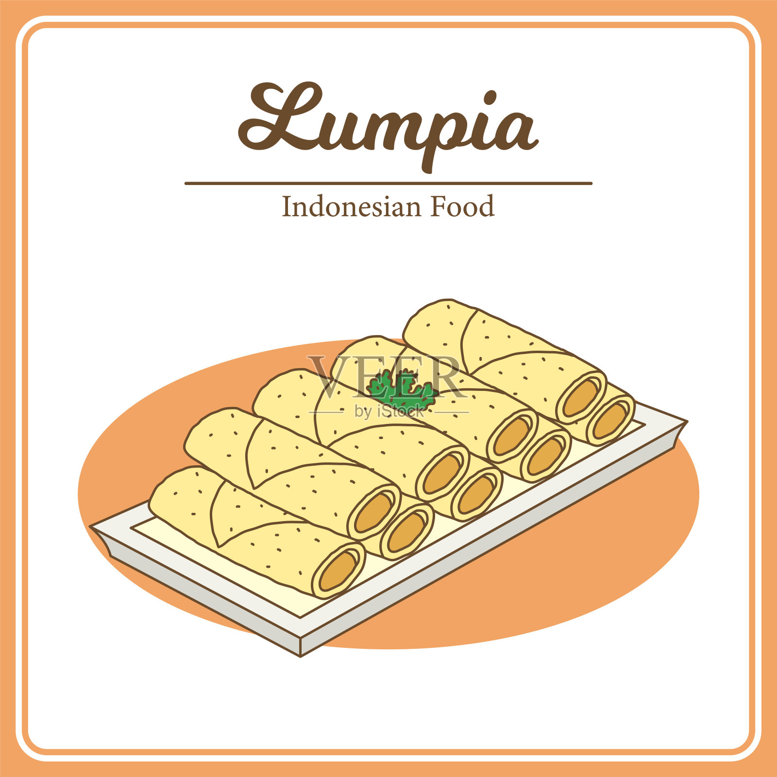 春卷丸子是一盘油炸小吃。美味的印尼食物。美味的亚洲食物插画图片素材