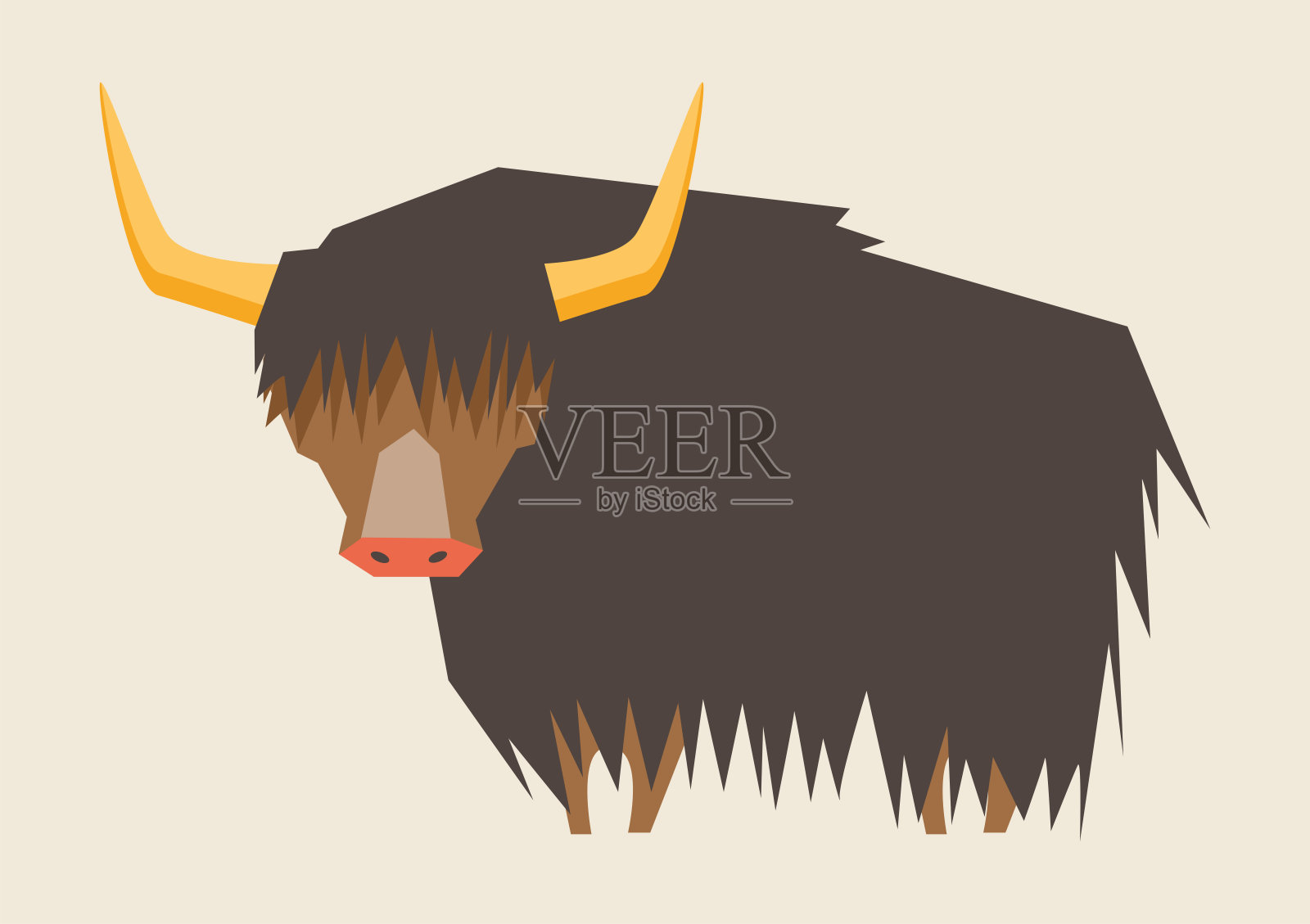 牦牛，动物矢量插图，稀有和濒危动物，哺乳动物，野生，亚洲插画图片素材