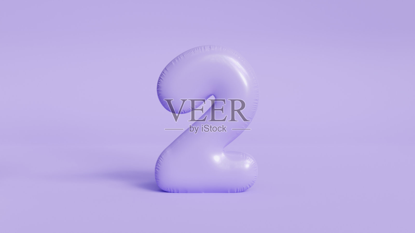 2号气球，紫色背景，3d渲染。照片摄影图片