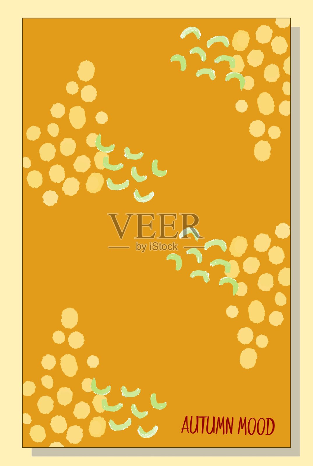 素描浆果抽象无缝图案上的橙色背景矢量插图。秋天的海报插画图片素材