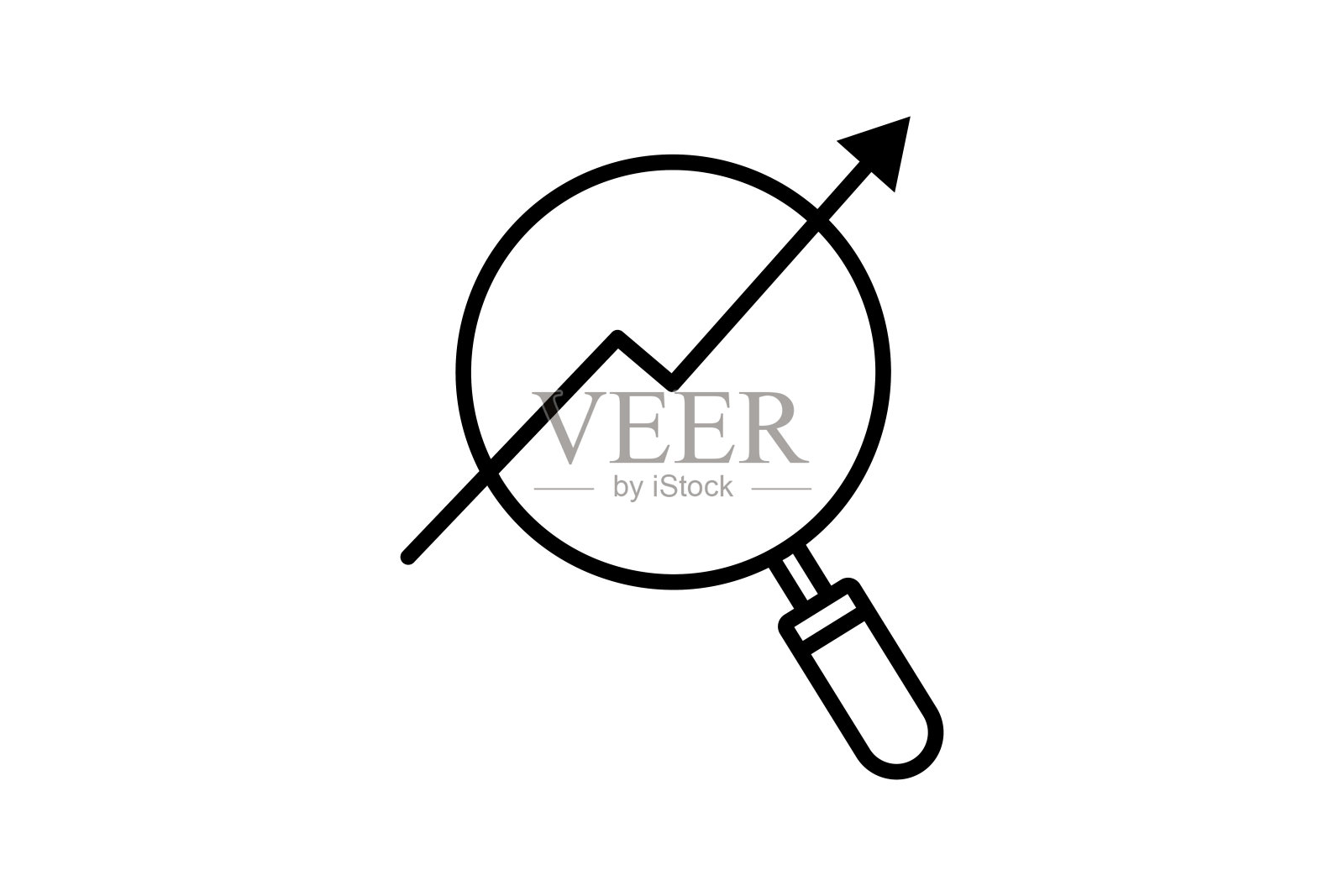 搜索引擎优化图标。放大镜和箭头。与战略、数字营销相关的图标。线条图标风格的设计。简单的矢量设计可编辑插画图片素材