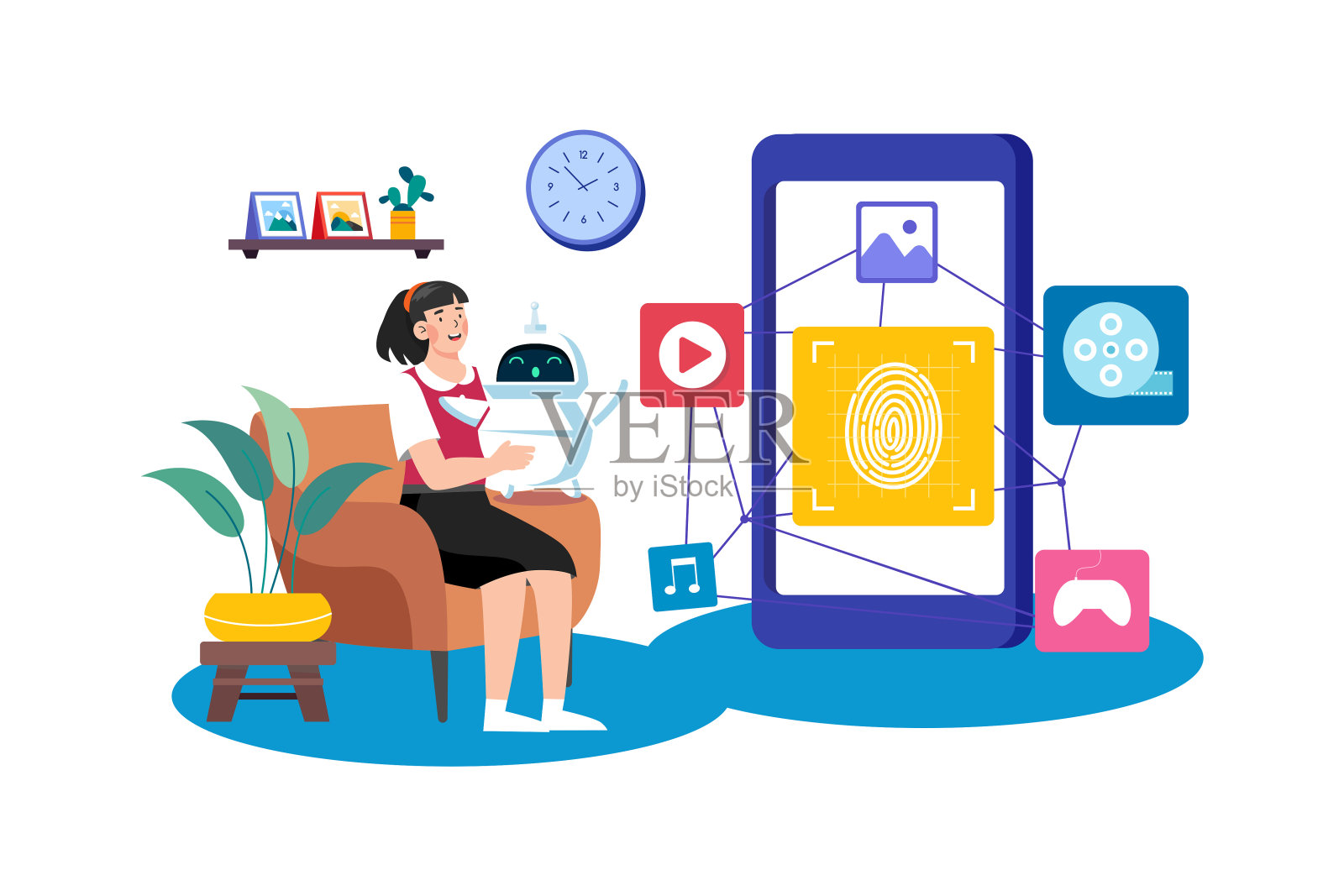 人工智能增强了图像和视频识别。插画图片素材