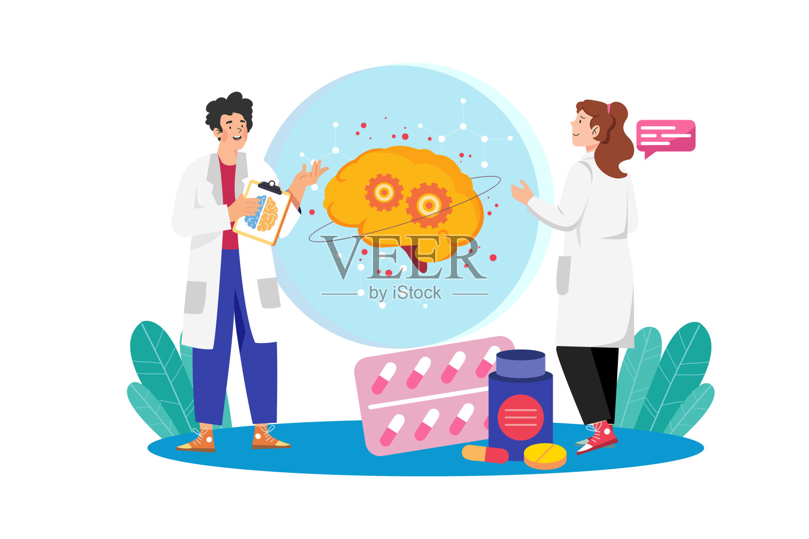 人工智能增强了医疗诊断和治疗。插画图片素材