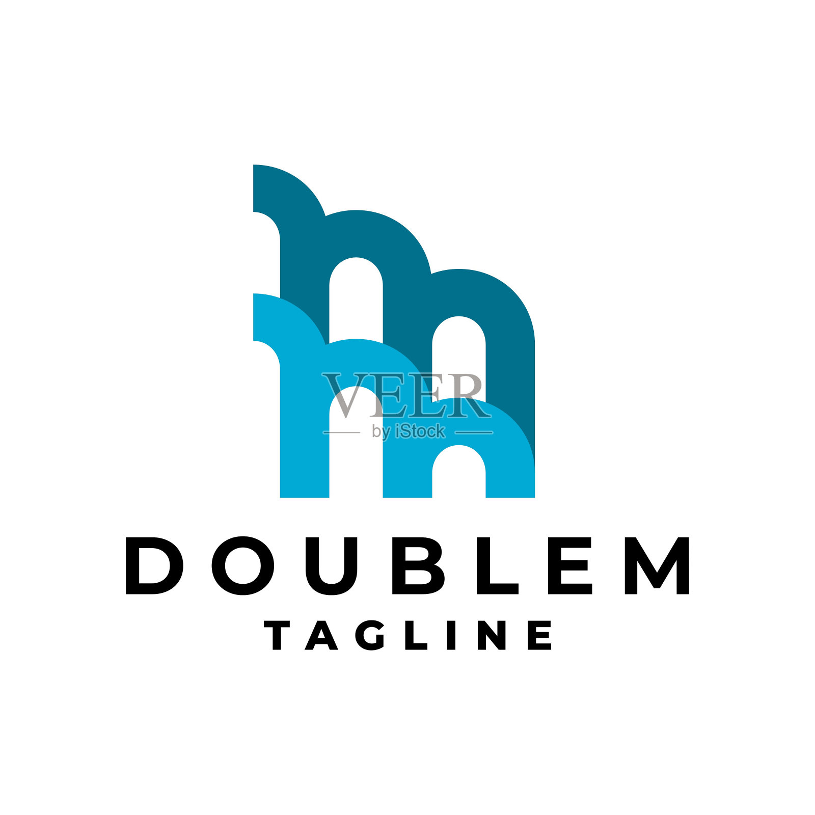 两个字母m，现代标识，适用于任何企业。字母标志设计矢量模板。插画图片素材