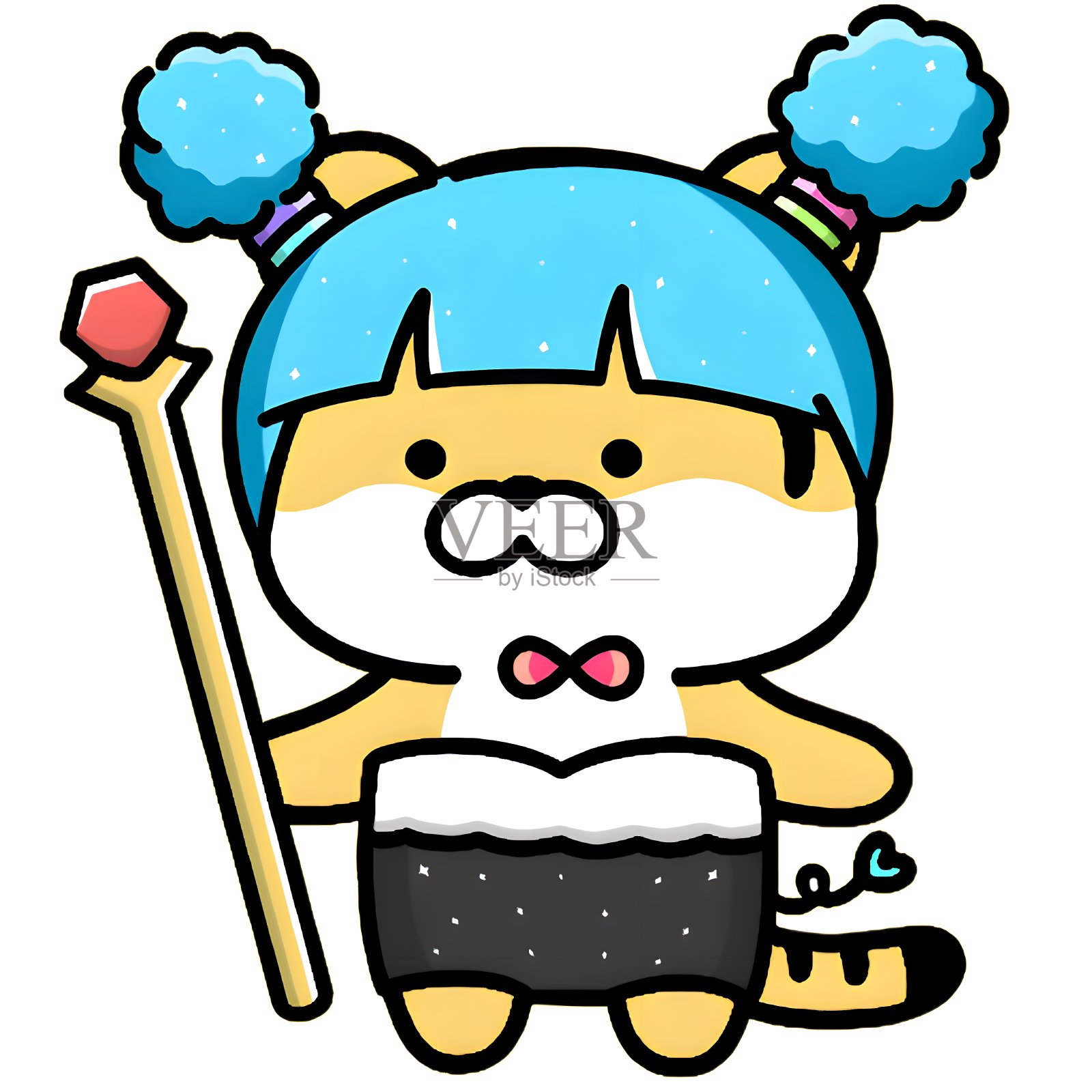 异想天开的卡通人物在彩色剪贴艺术收藏插画图片素材