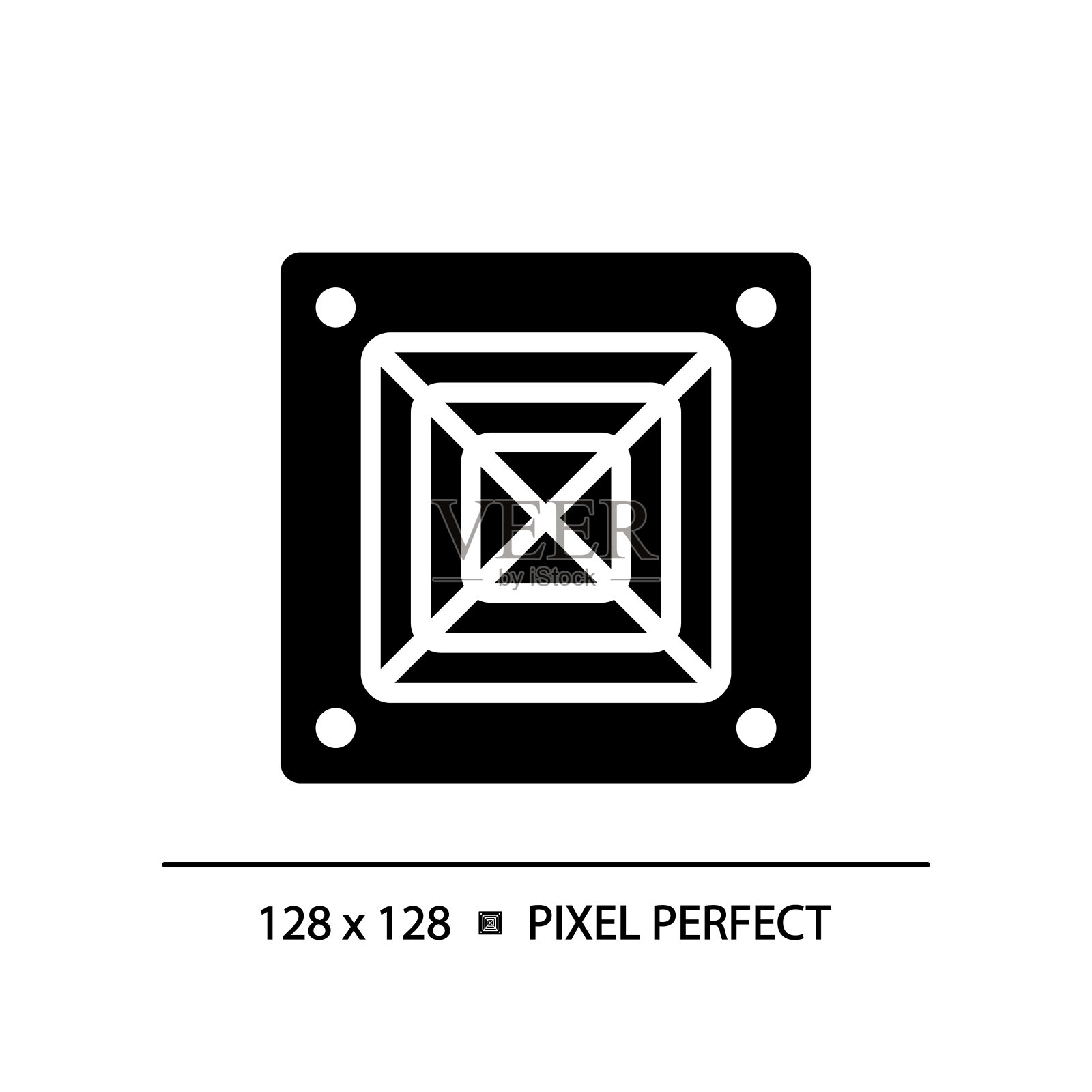 吊顶空调黑色象形图标图标素材