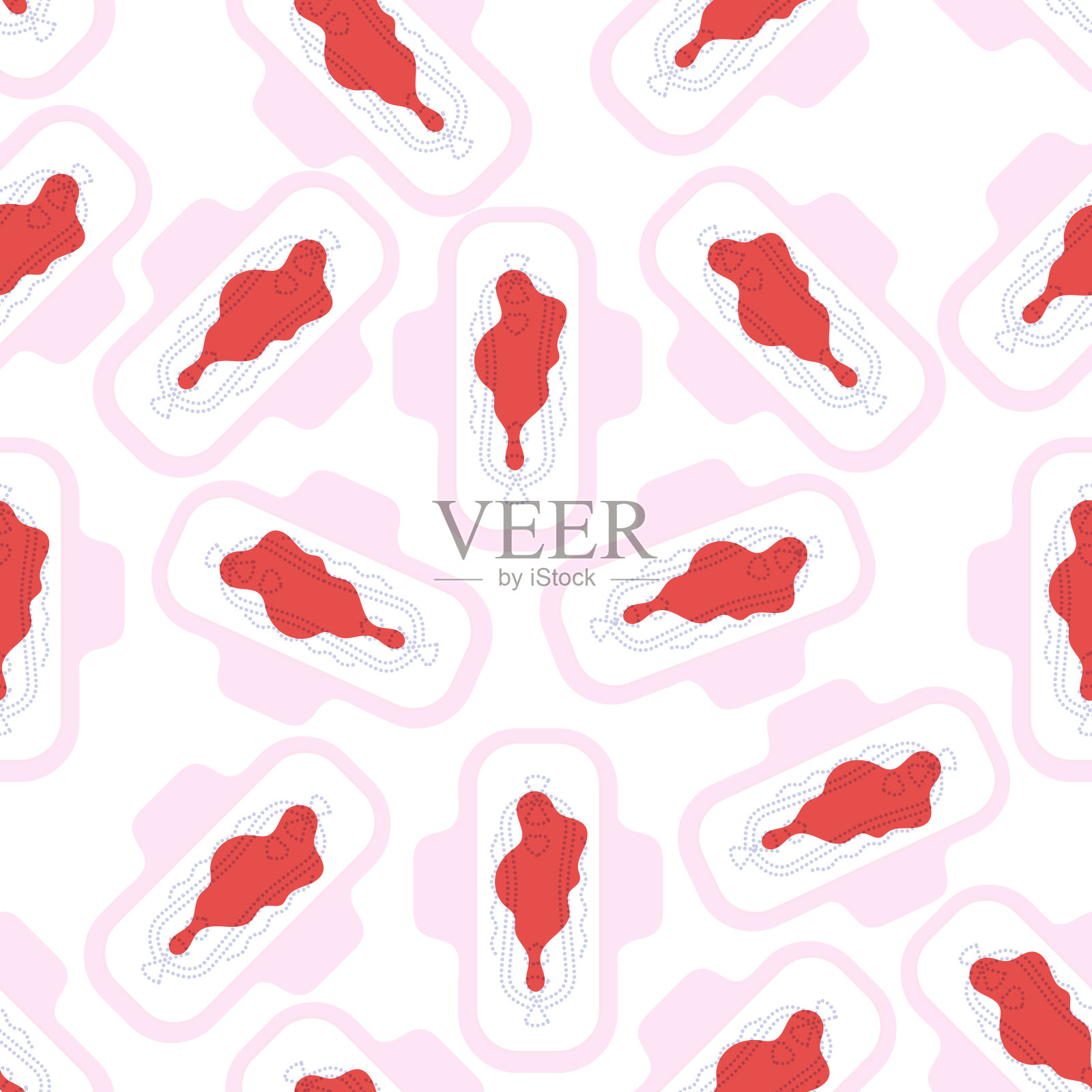 带血卫生巾的无缝花纹插画图片素材