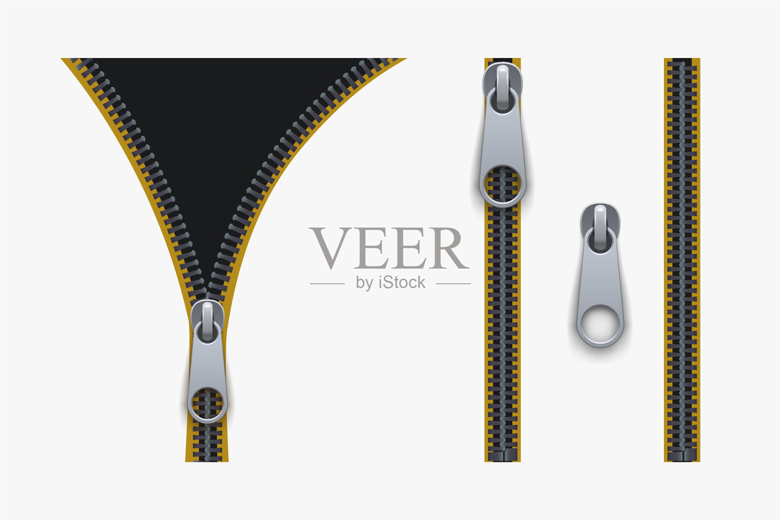 拉链两种颜色设置隔离在白色插画图片素材