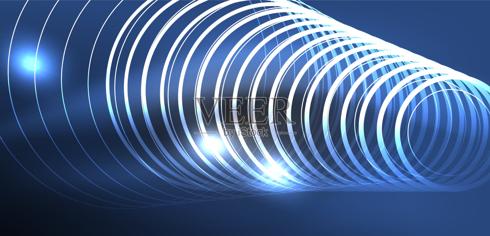 霓虹激光线，圆，波抽象插画图片素材