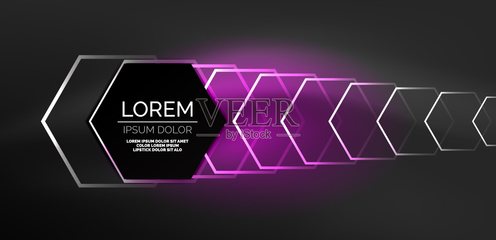 六边形抽象背景技术发光霓虹灯插画图片素材