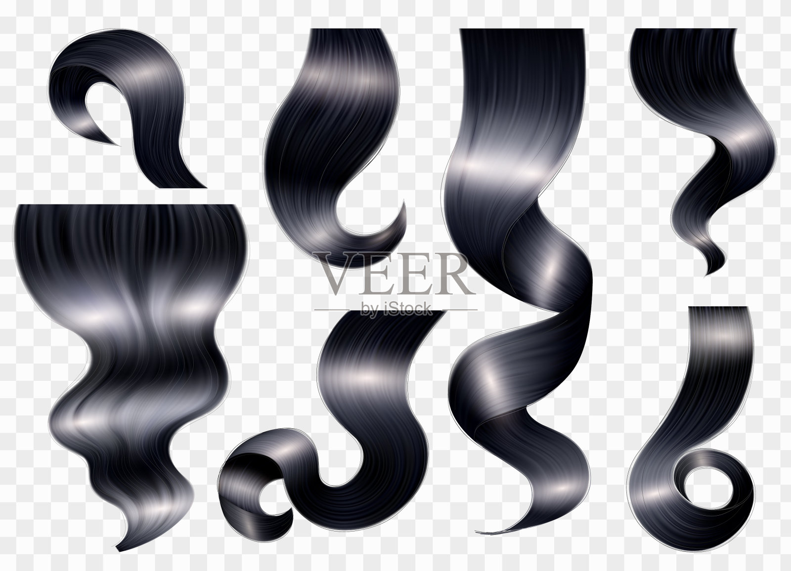 黑发现实的设置插画图片素材