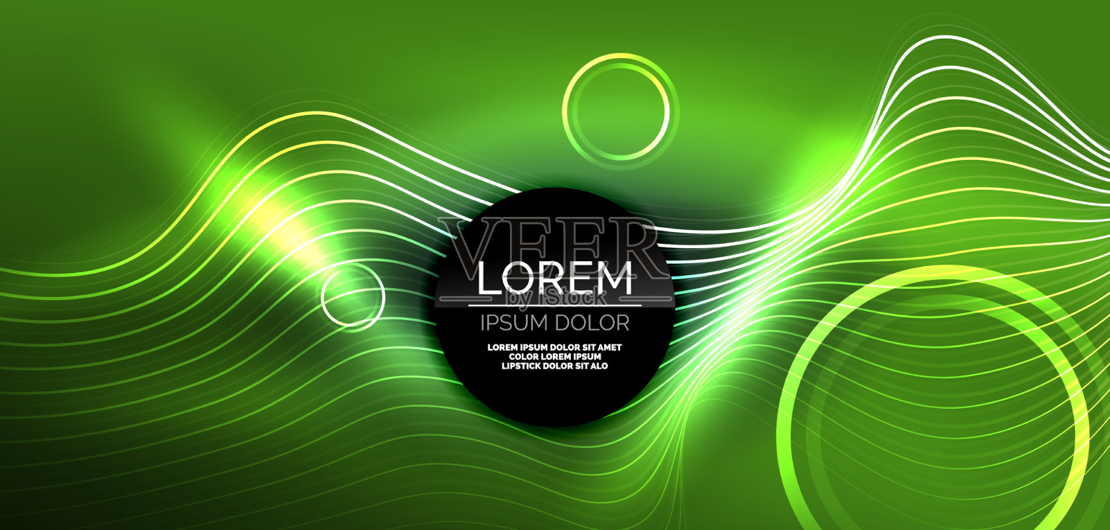 霓虹激光线，圆，波抽象插画图片素材