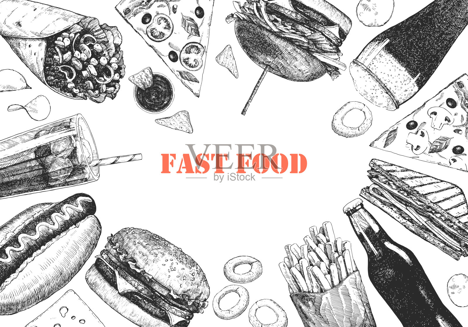 快餐菜单。插画图片素材