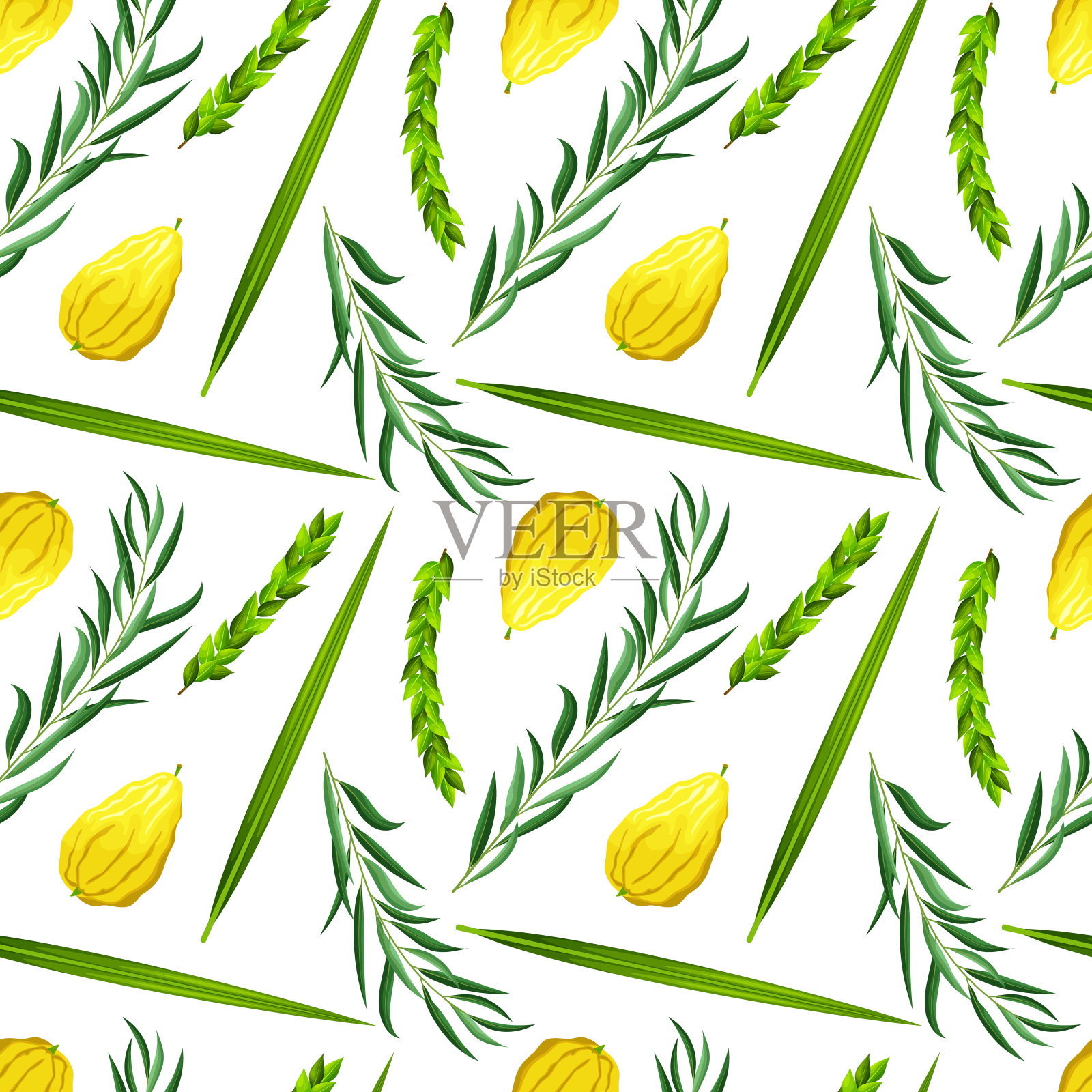 犹太住棚节无缝图案。重复设计插画图片素材