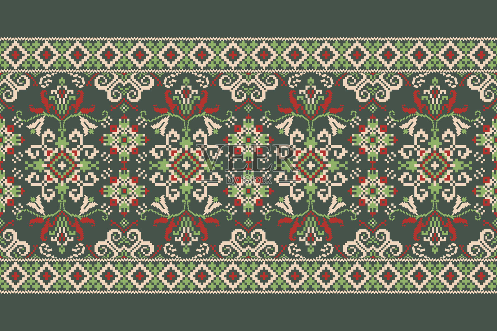 锦缎十字绣插画图片素材