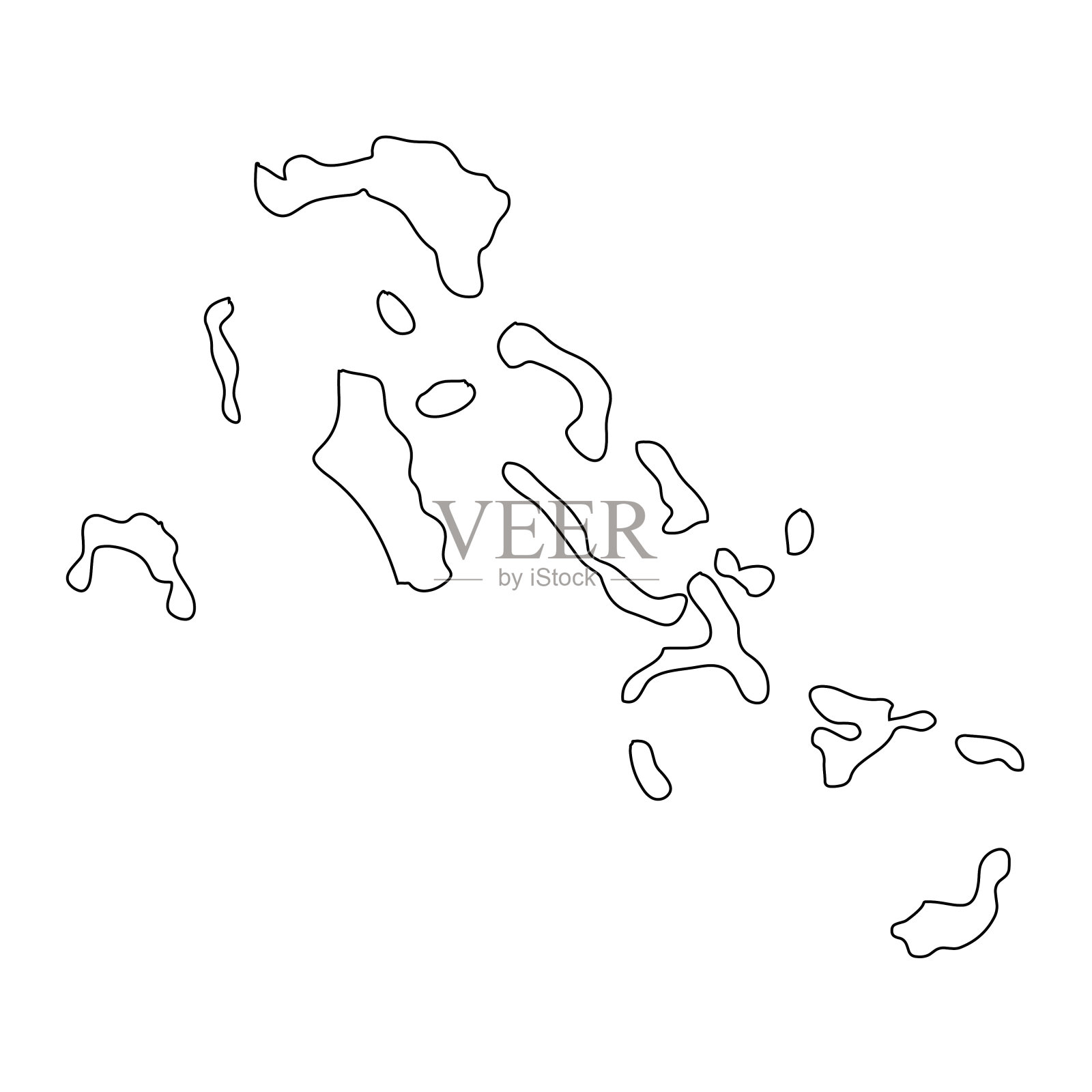 非常详细的巴哈马地图与边界孤立的背景插画图片素材