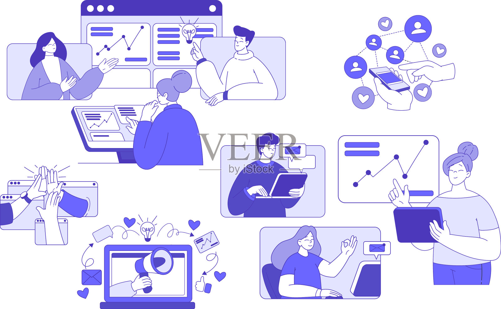 社会营销与人管理业务设计元素图片