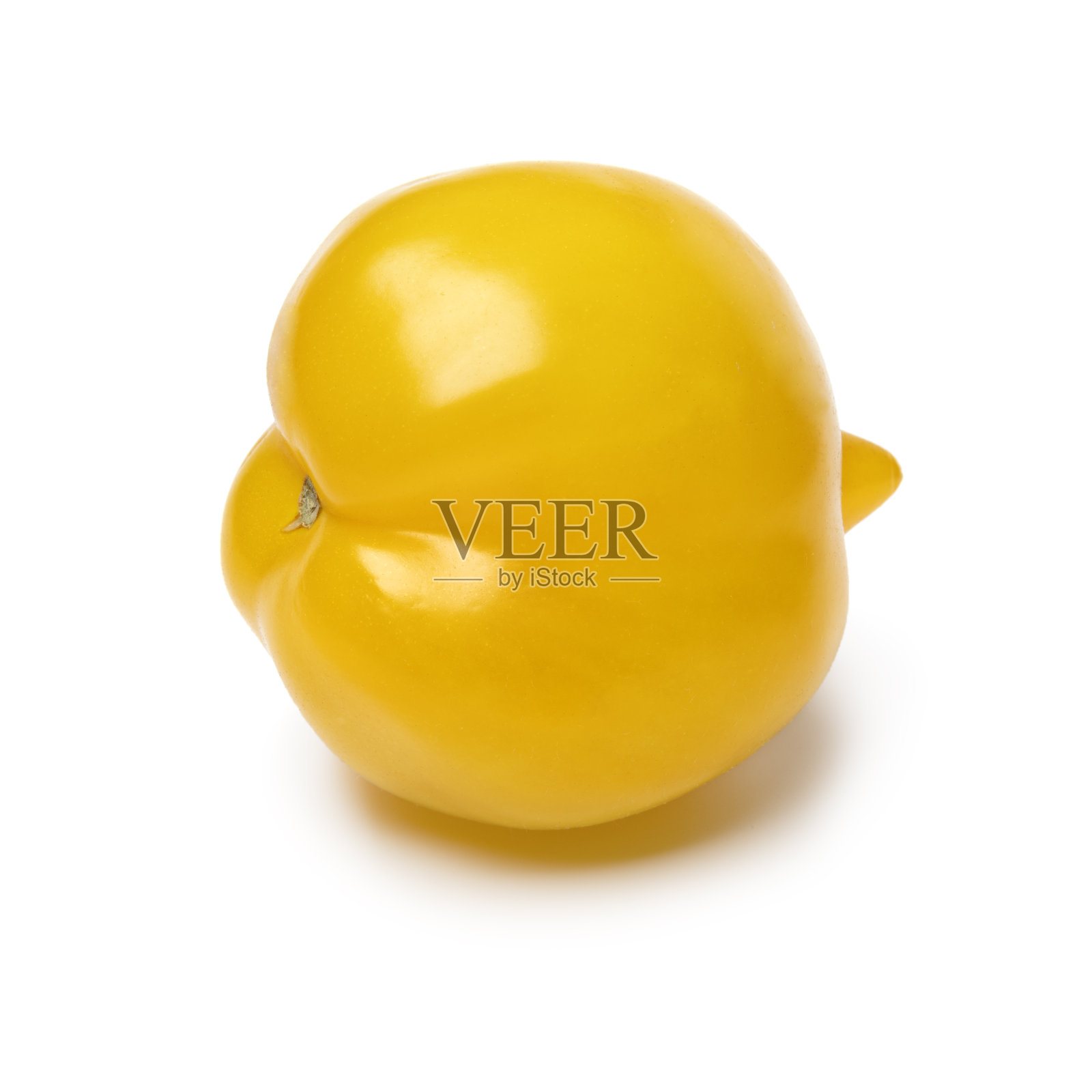 白色背景上的黄色维苏威山番茄的单一新鲜传家宝品种照片摄影图片