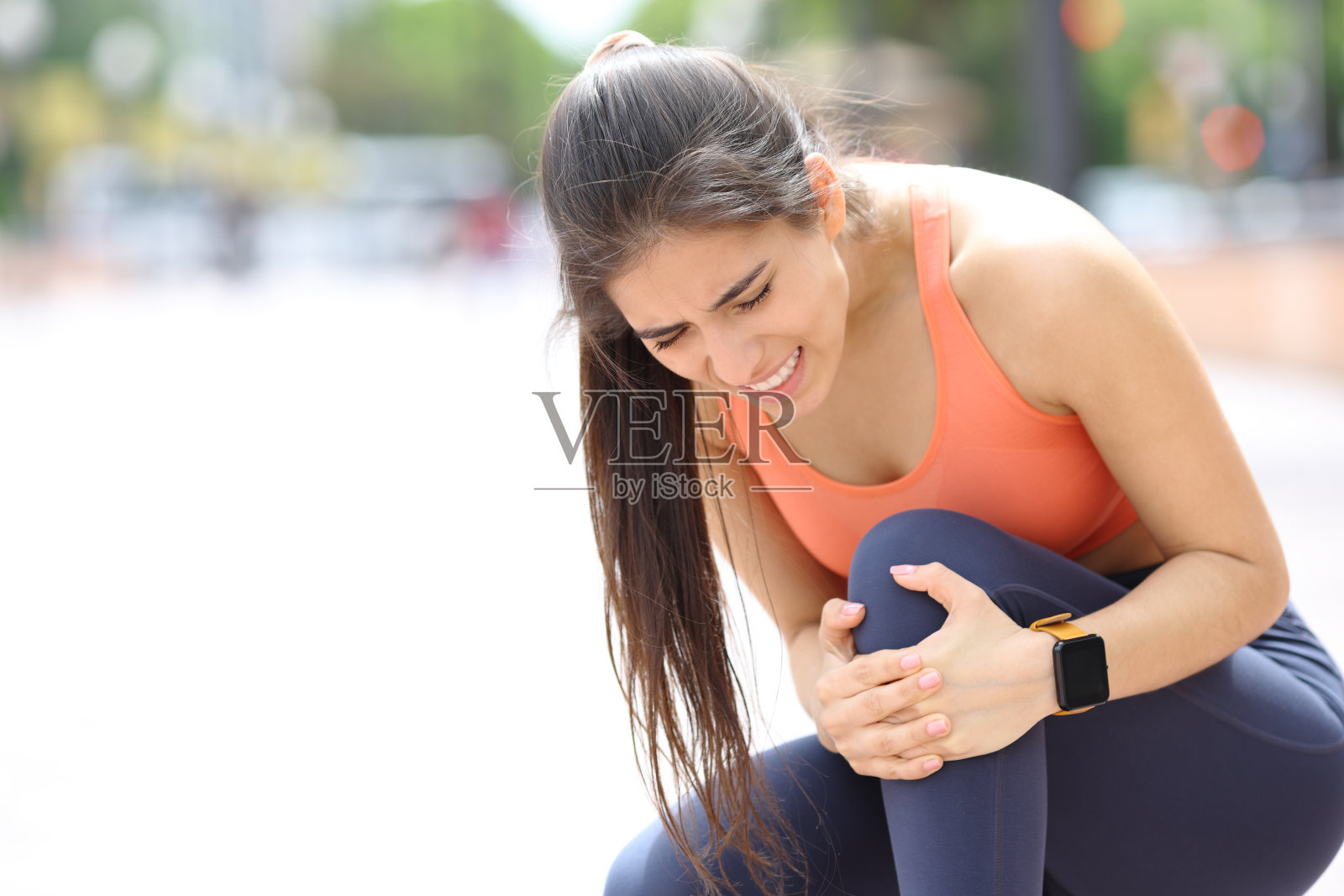 跑步者在事故后膝盖疼痛照片摄影图片