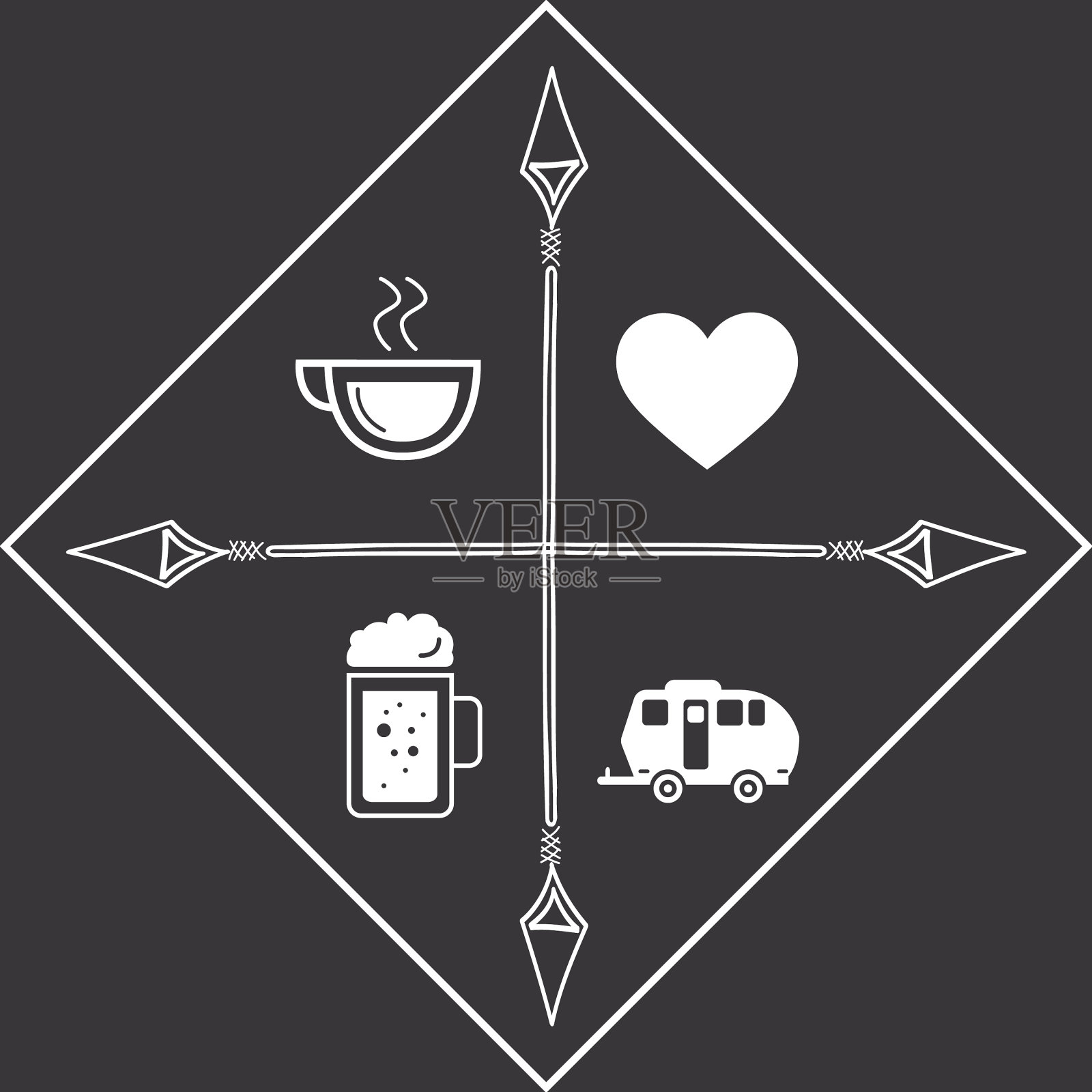 咖啡、啤酒和露营车插画图片素材