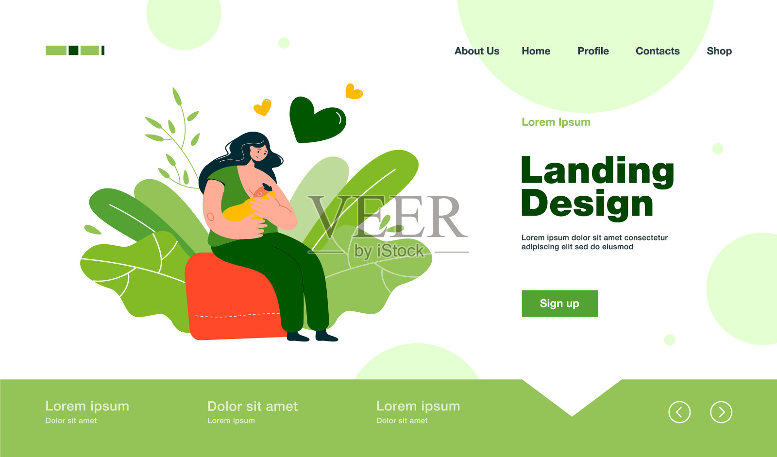 慈爱的母亲用母乳喂养她的孩子插画图片素材