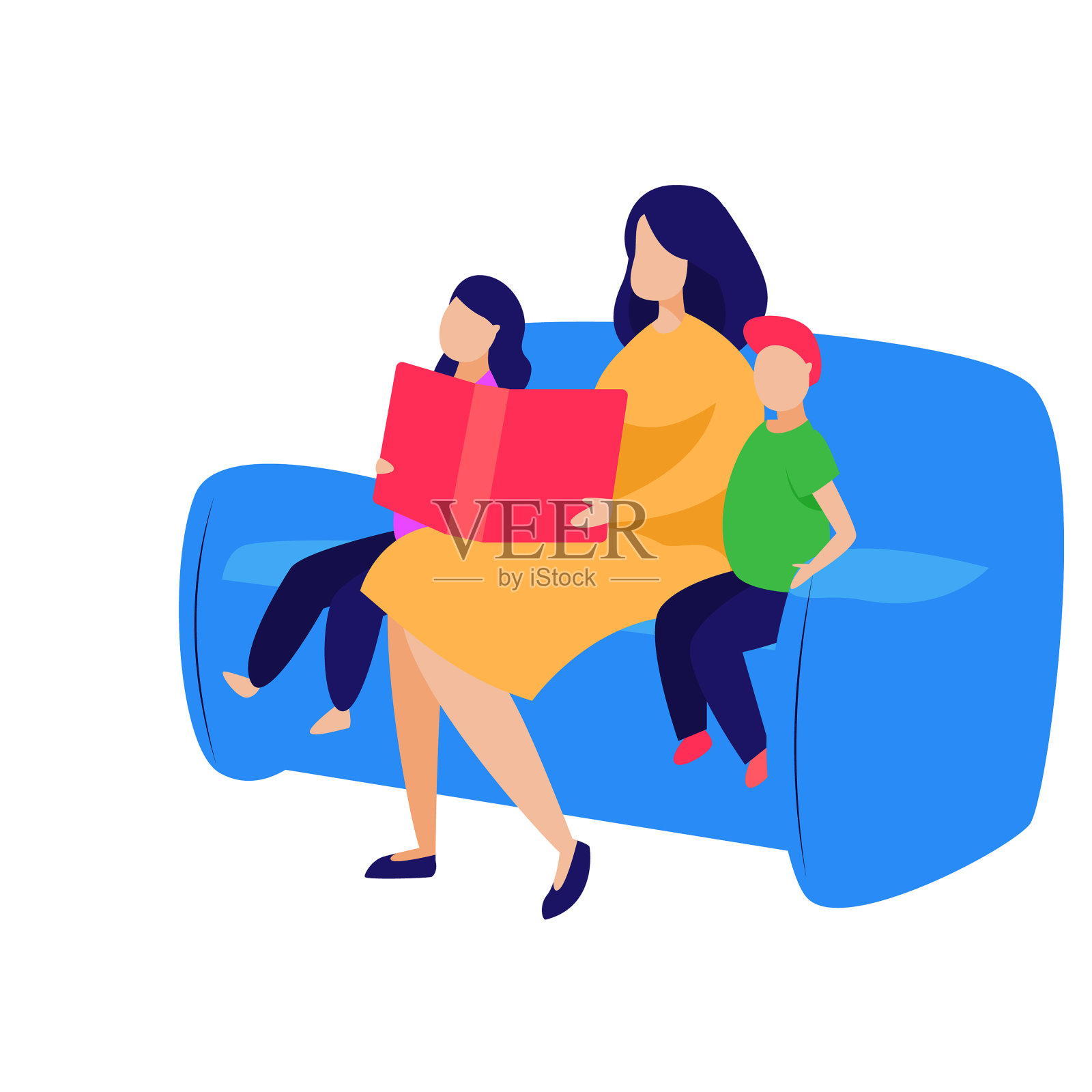 妇女和儿童阅读设计元素图片