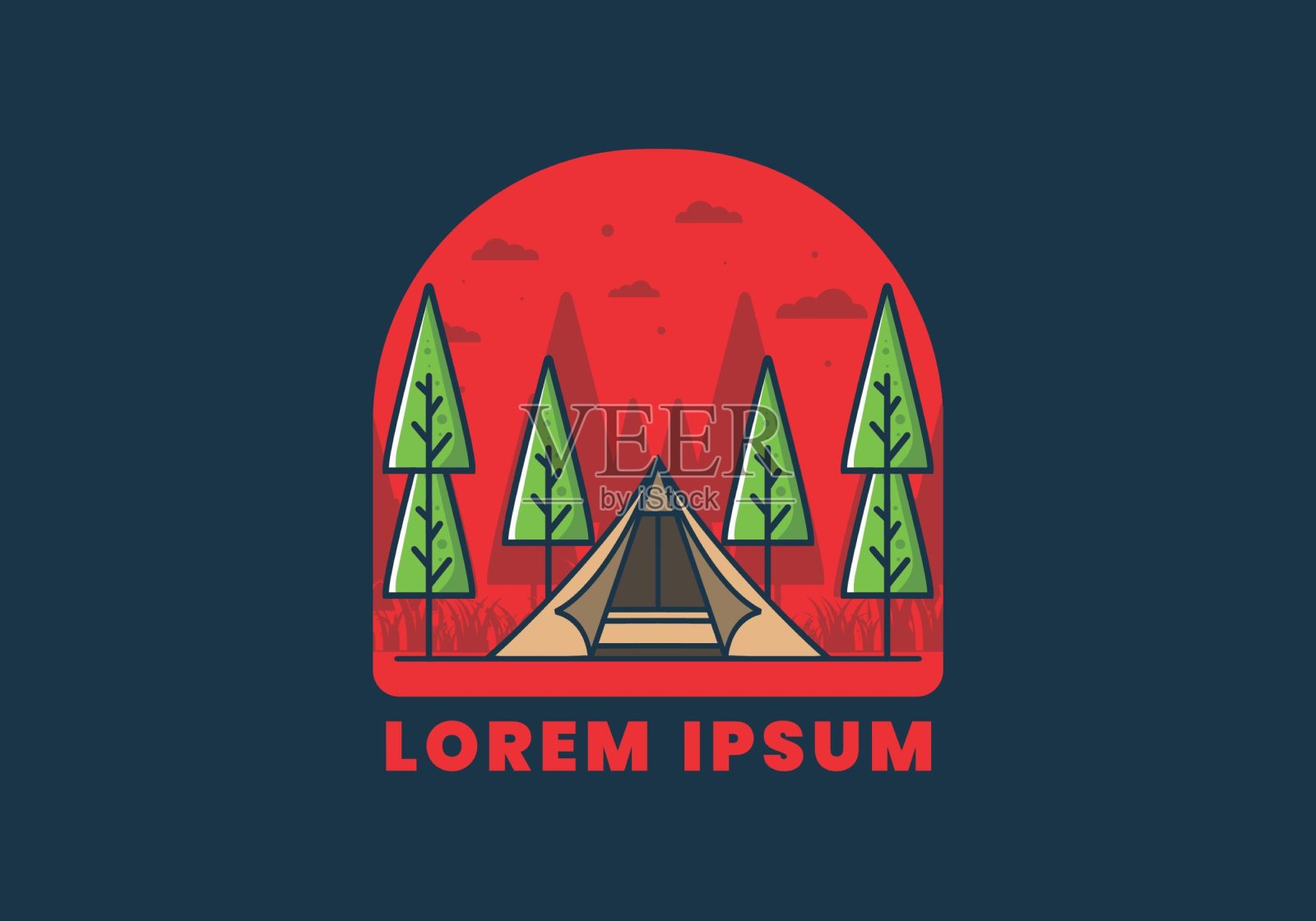 三角帐篷露营平面插图插画图片素材