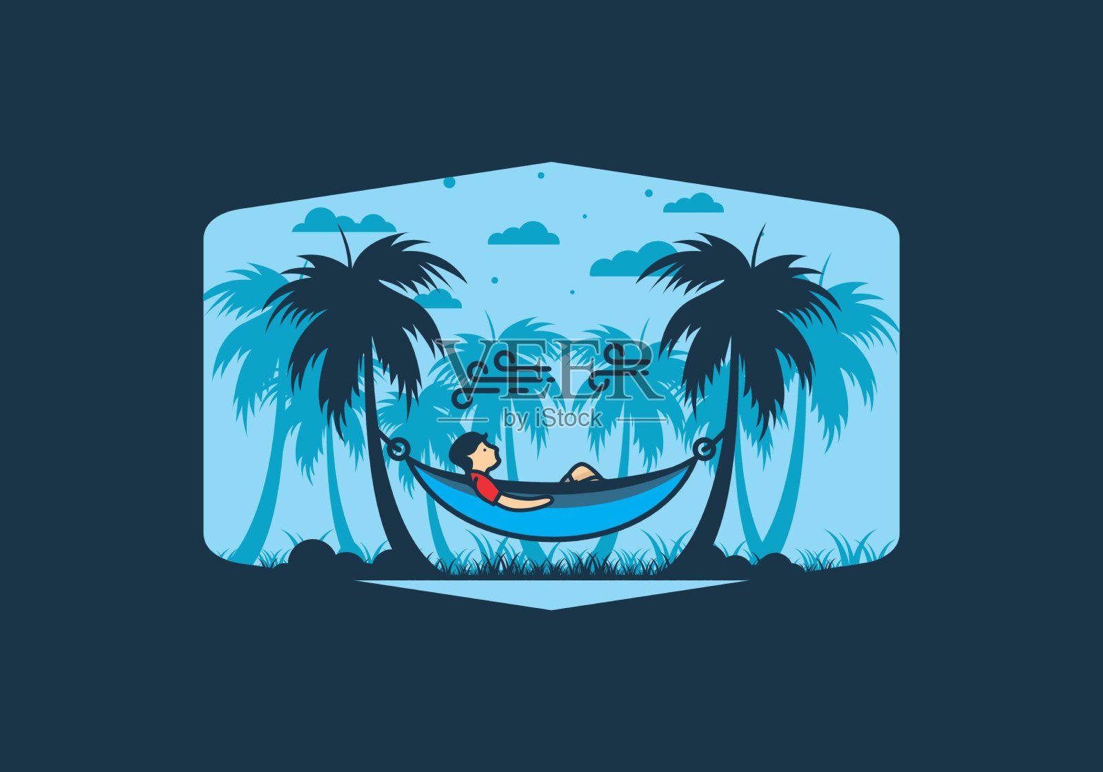 放松在吊床平面插图插画图片素材