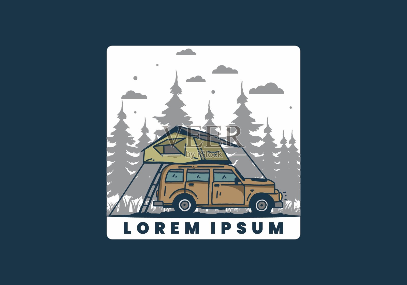 在车顶露营的插图插画图片素材