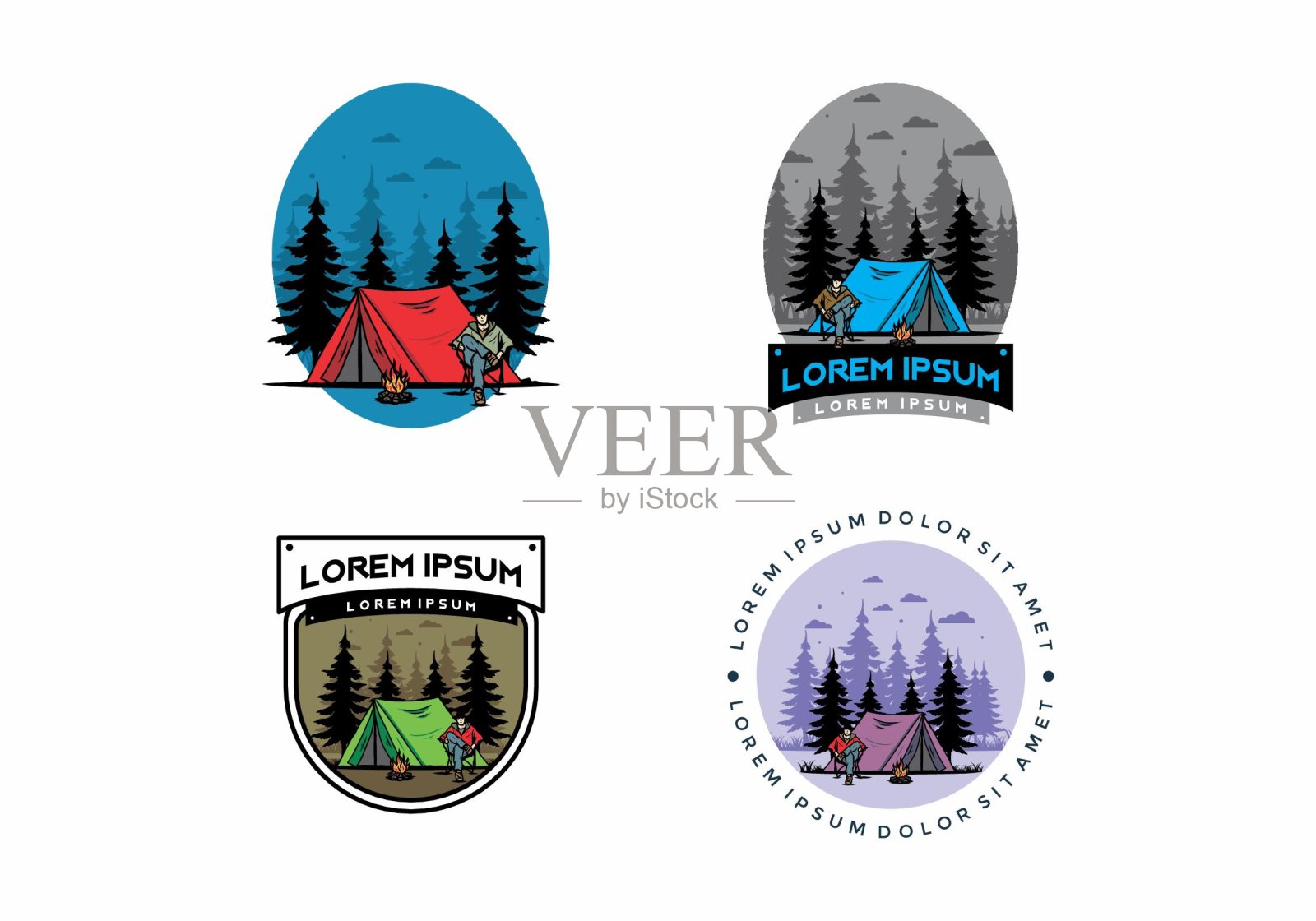 在帐篷插图前放松插画图片素材