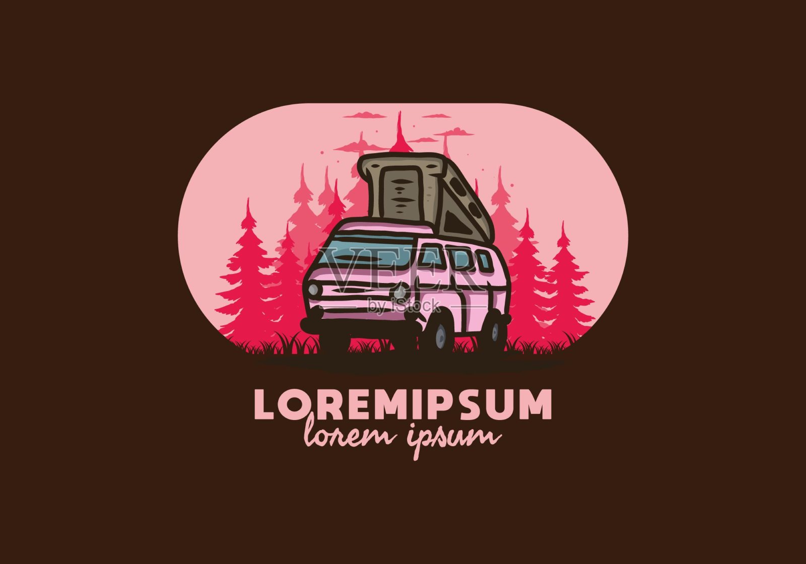 丛林中的露营车插图插画图片素材