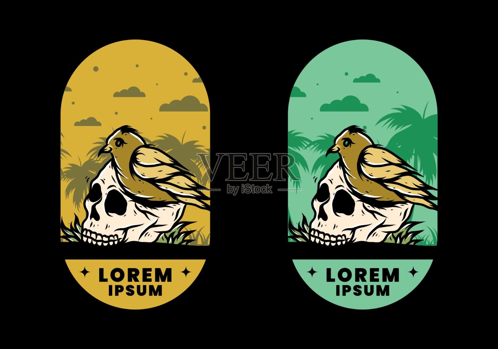 鸟类筑巢头骨插图插画图片素材