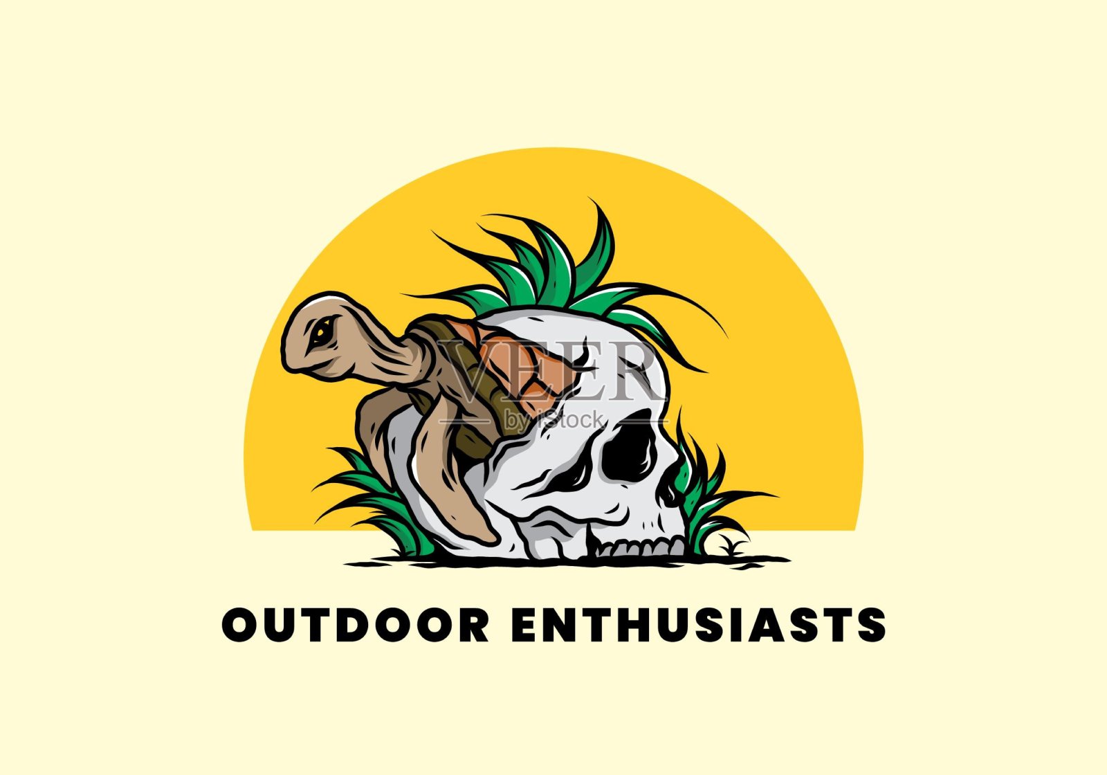 骷髅图中的海龟设计元素图片