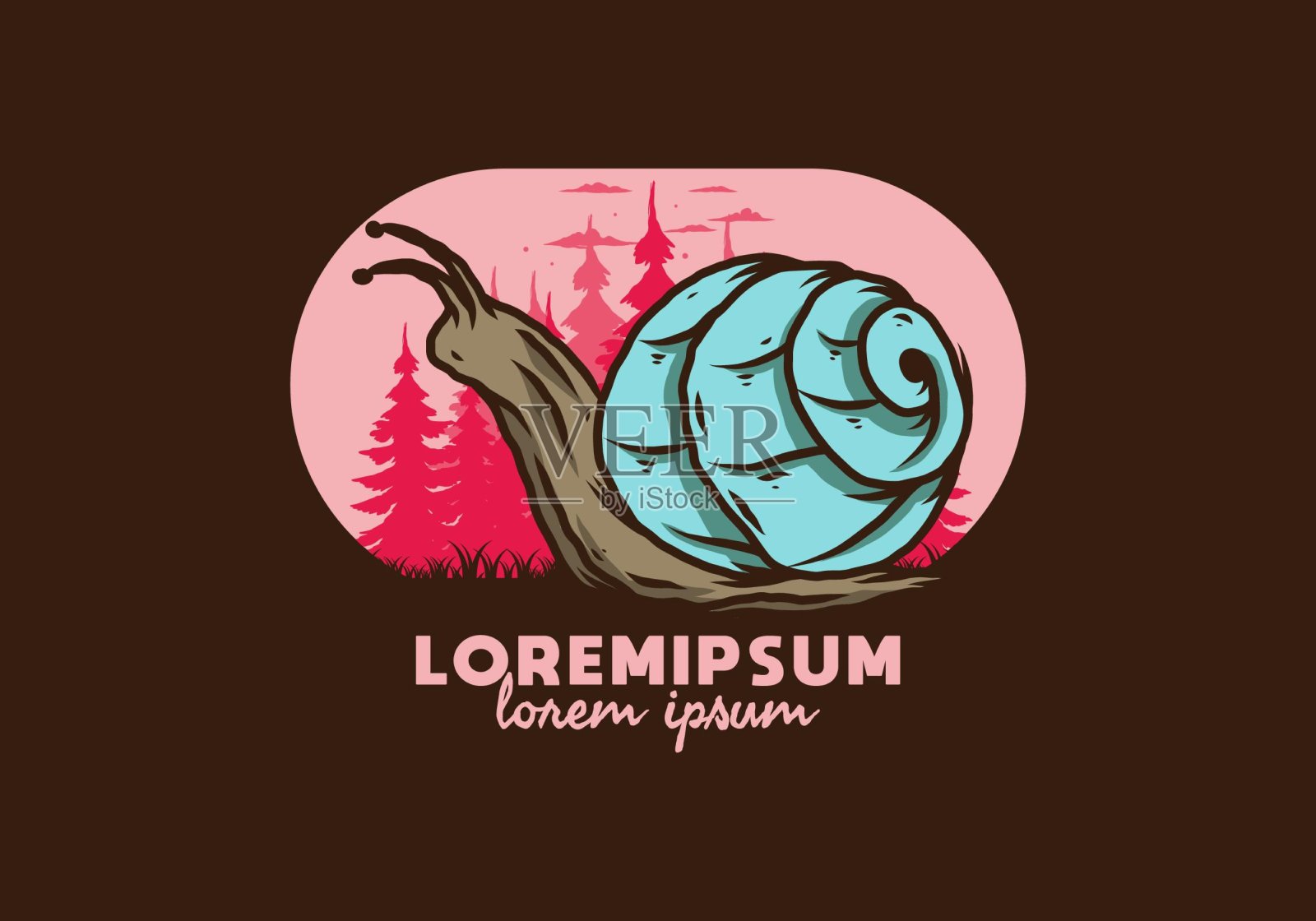 森林中的蜗牛爬行图插画图片素材