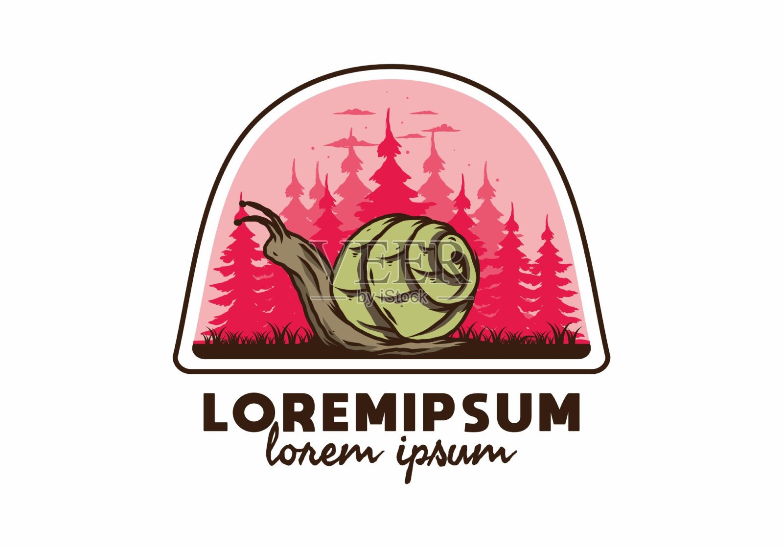 森林中的蜗牛爬行图插画图片素材